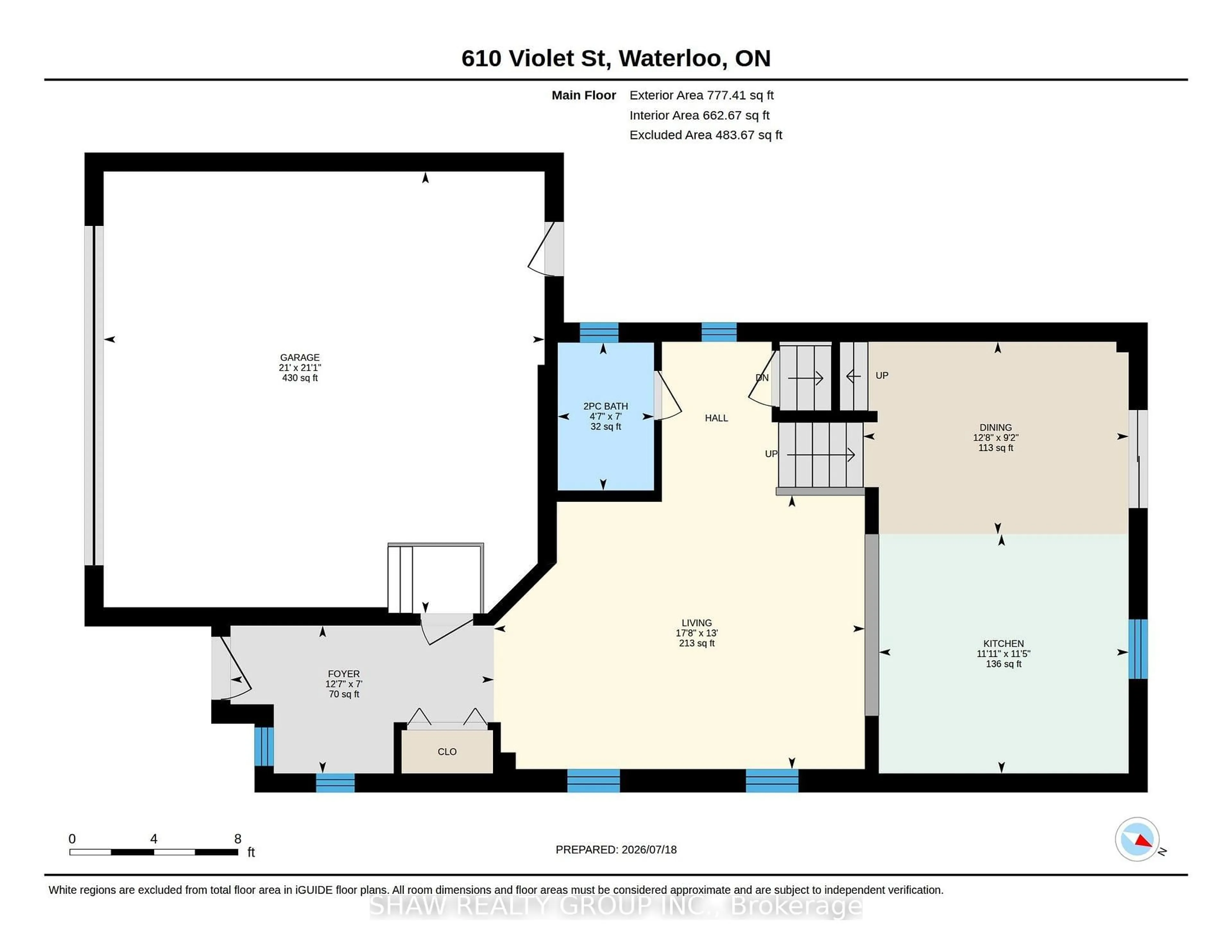 Floor plan for 610 Violet St, Waterloo Ontario N2V 2V9