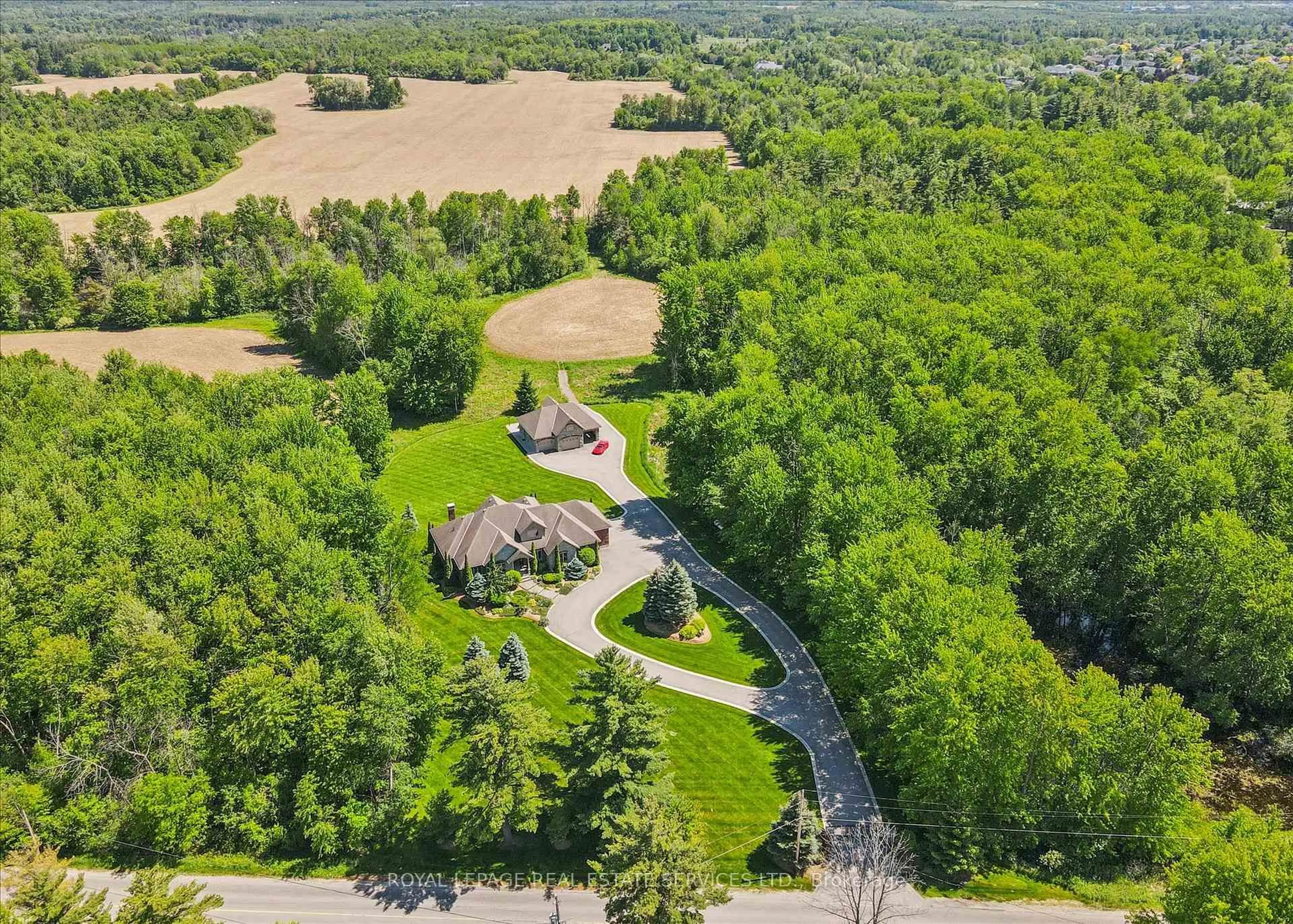 A pic from outside/outdoor area/front of a property/back of a property/a pic from drone, forest/trees view for 6505 Concession 1 #RR2, Puslinch Ontario N0B 2J0
