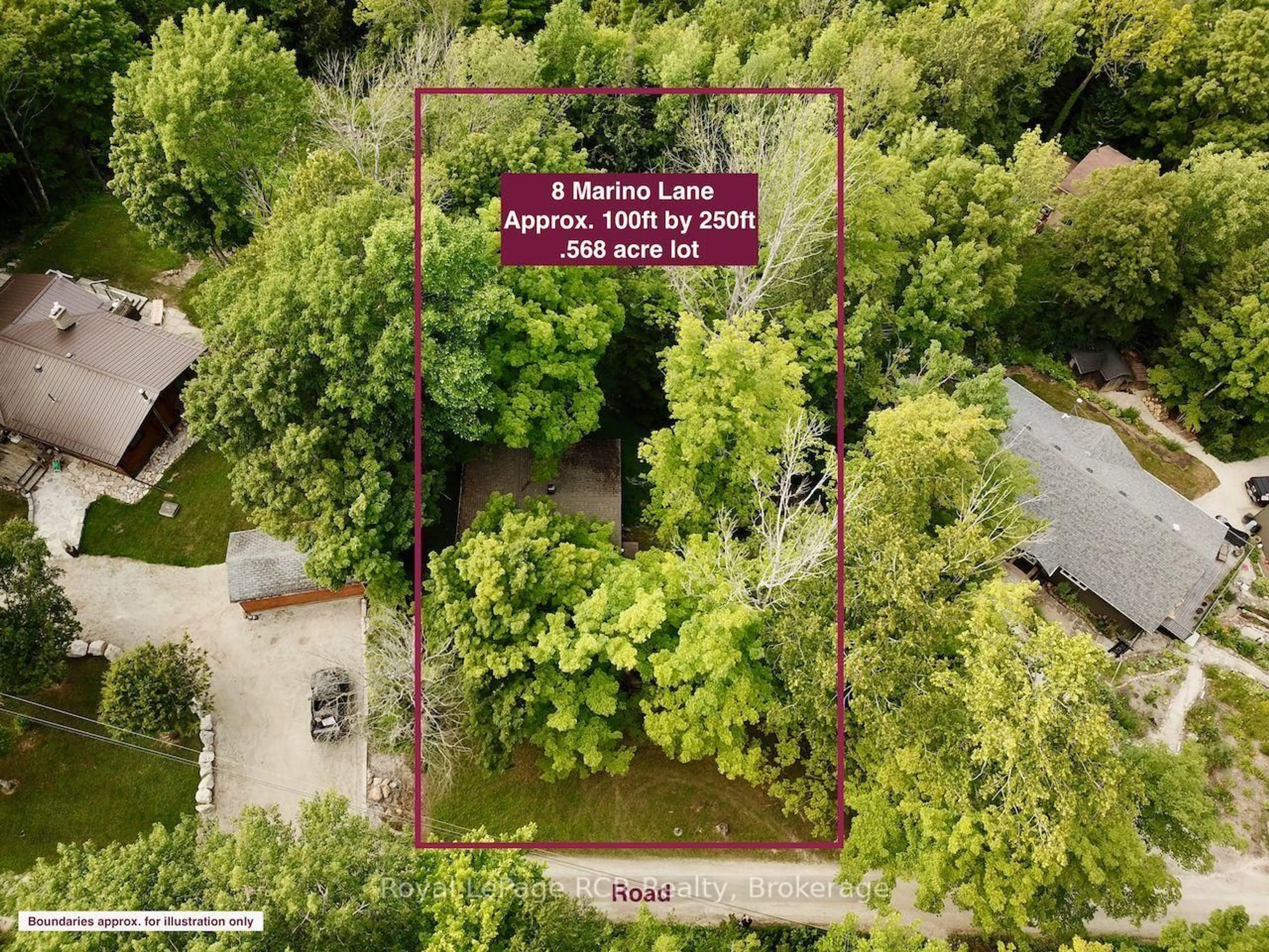 A pic from outside/outdoor area/front of a property/back of a property/a pic from drone, street for 8 Marino Lane, South Bruce Peninsula Ontario N0H 2T0