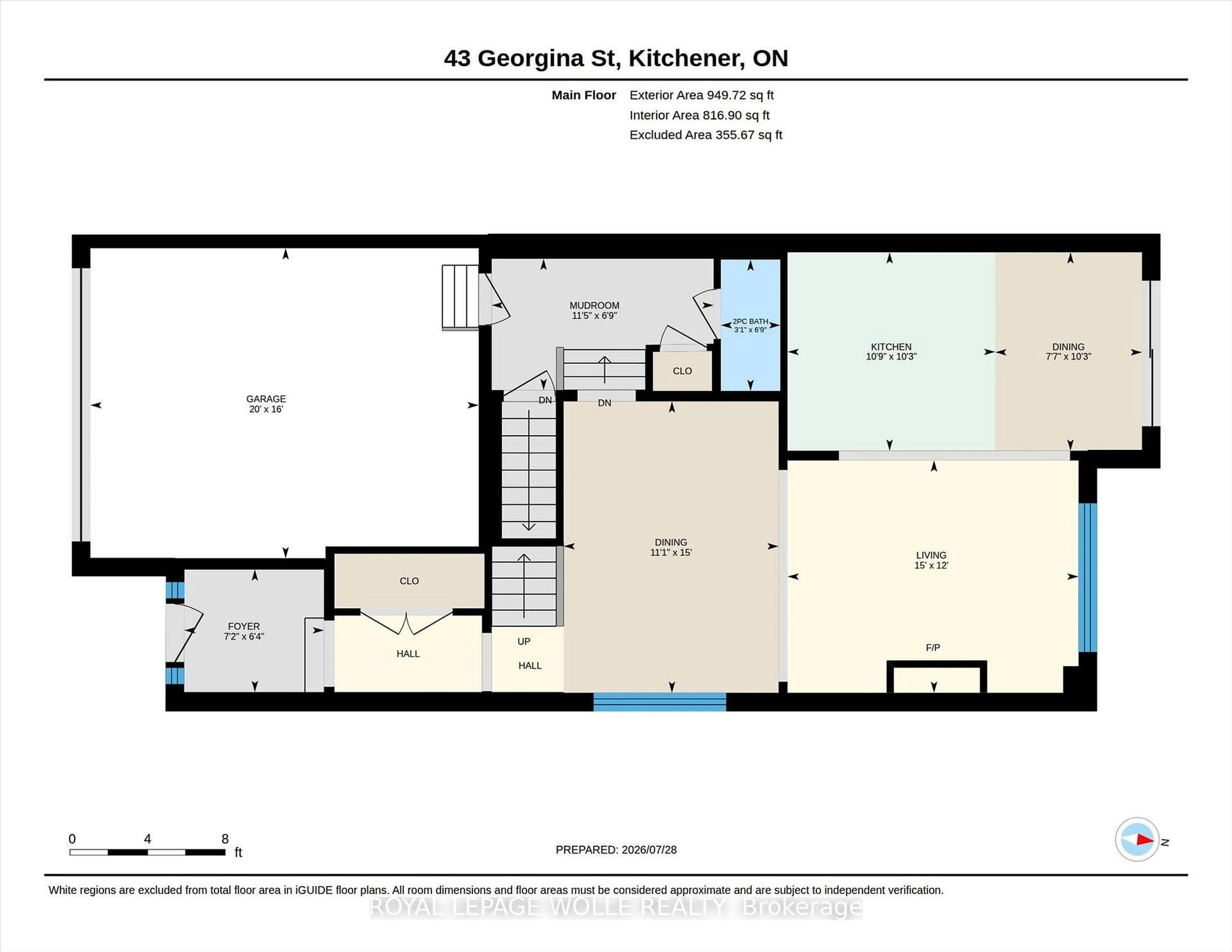 Floor plan for 43 Georgina St, Kitchener Ontario N2R 0S6