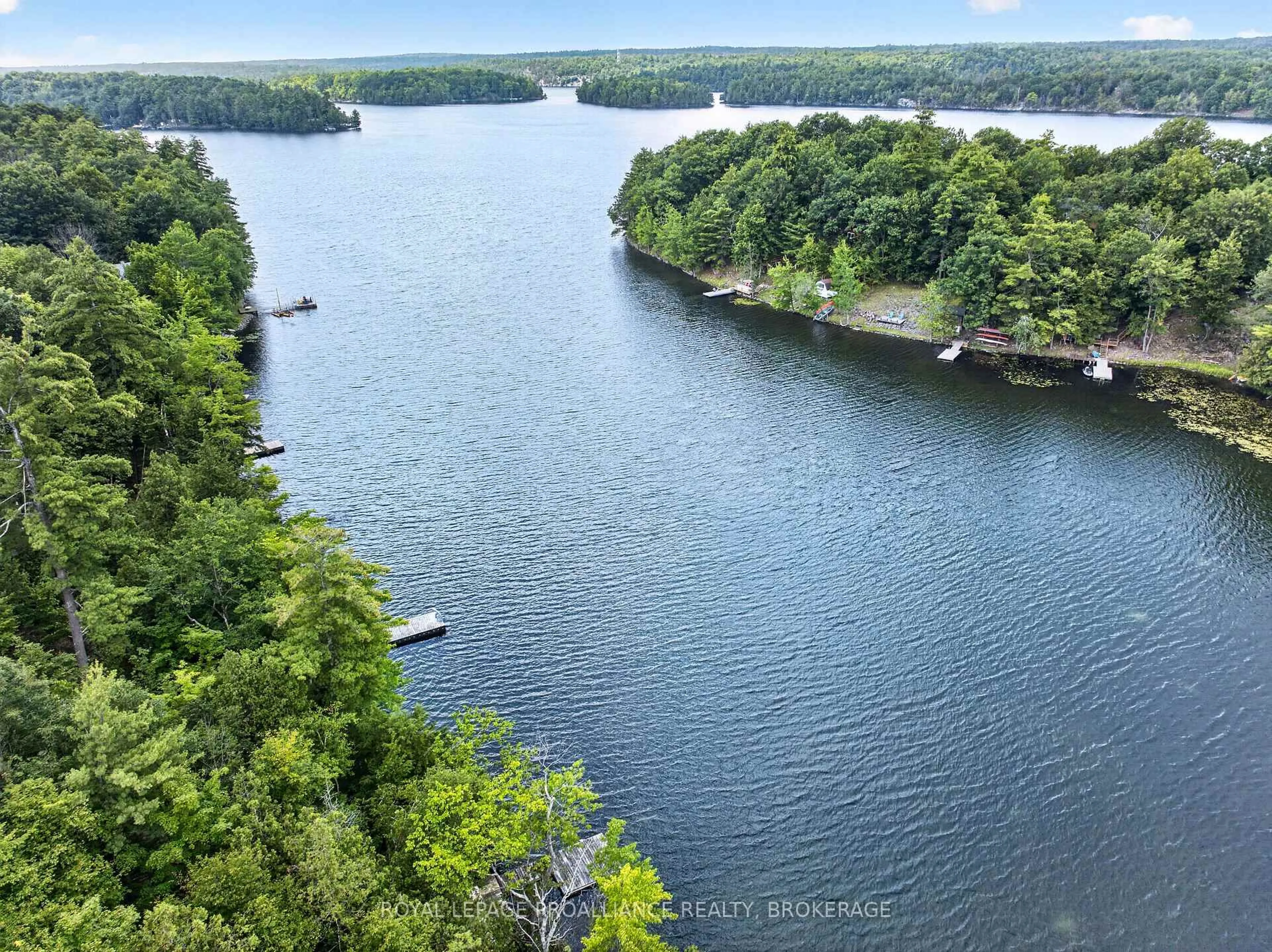 A pic from outside/outdoor area/front of a property/back of a property/a pic from drone, water/lake/river/ocean view for 119 Cliff View Lane, Westport Ontario K0G 1X0