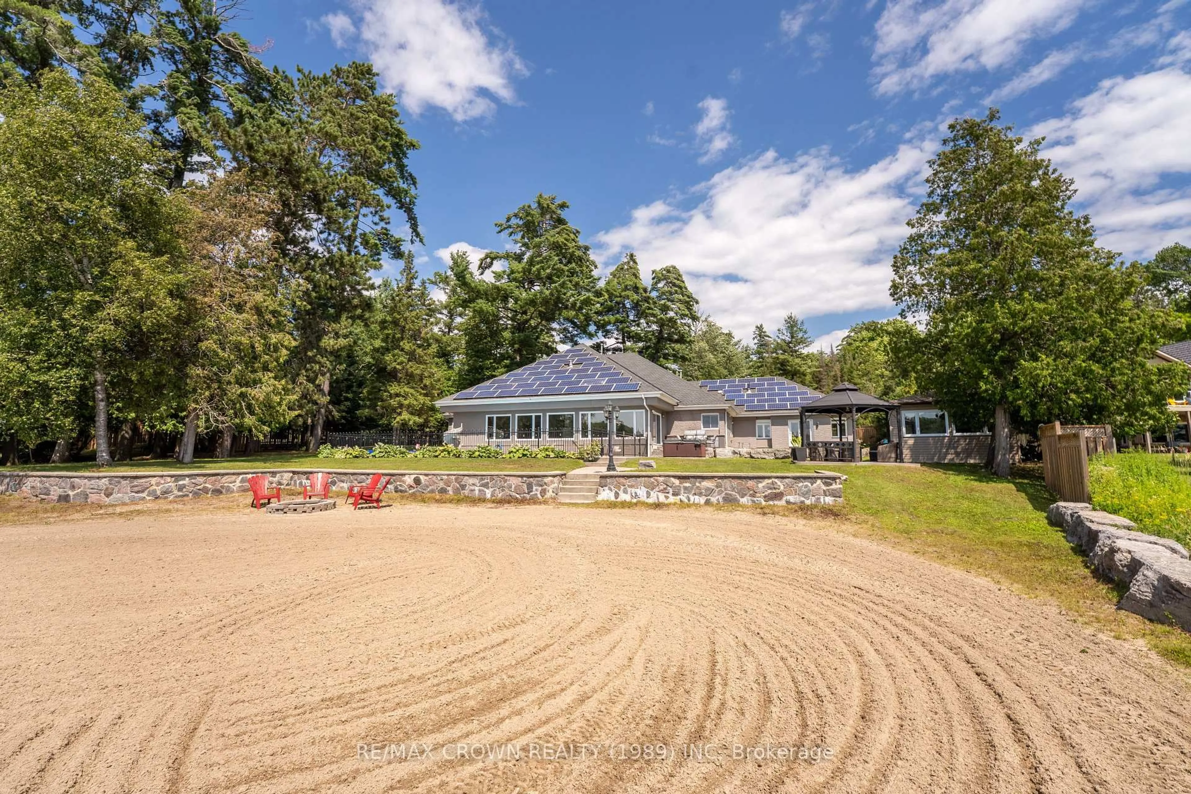 A pic from outside/outdoor area/front of a property/back of a property/a pic from drone, water/lake/river/ocean view for 254 Silver Lady Lane, North Bay Ontario P1B 8G4