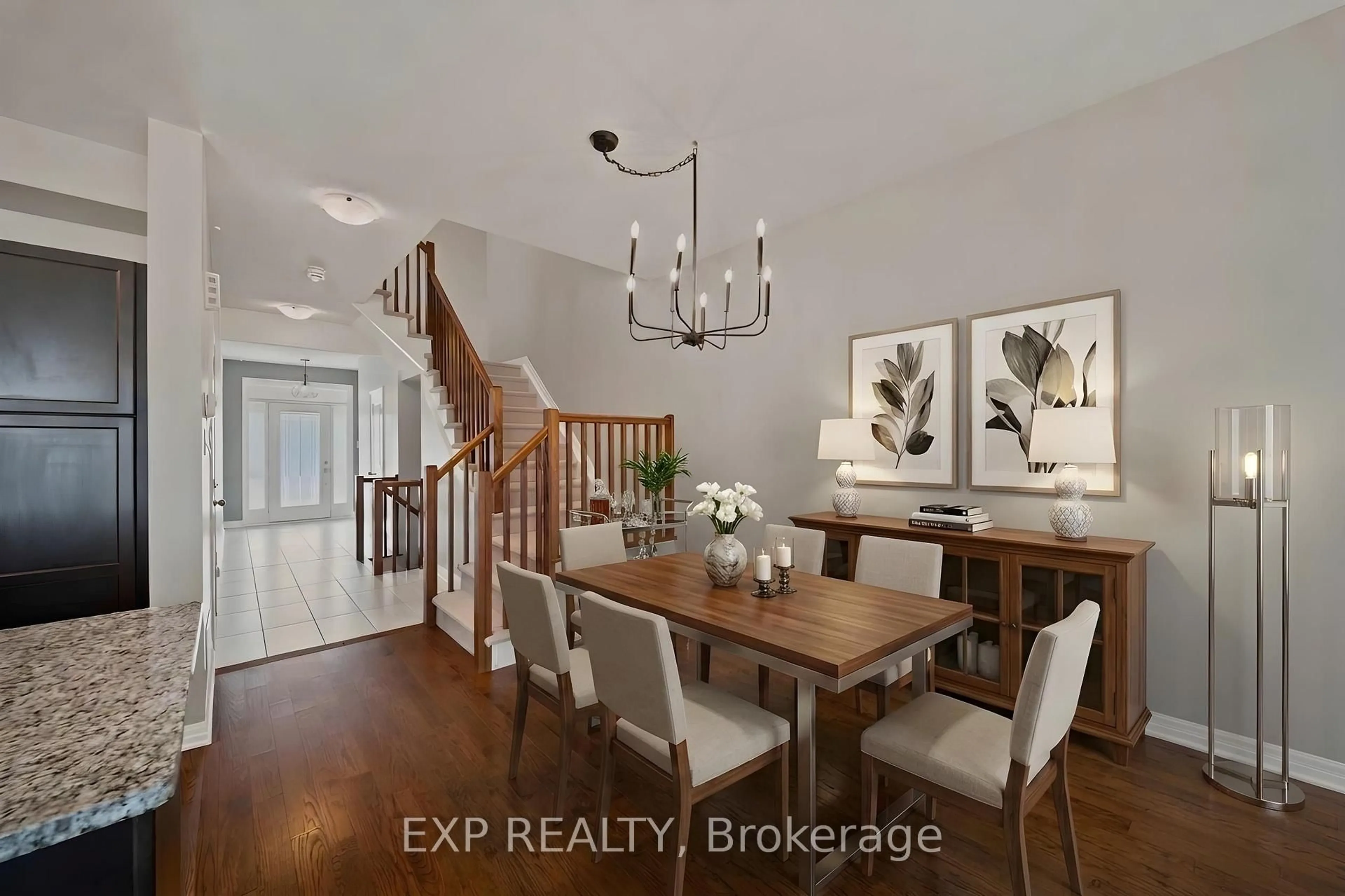Dining room, wood/laminate floor for 615 Spring Valley Dr, Ottawa Ontario K1W 0C6