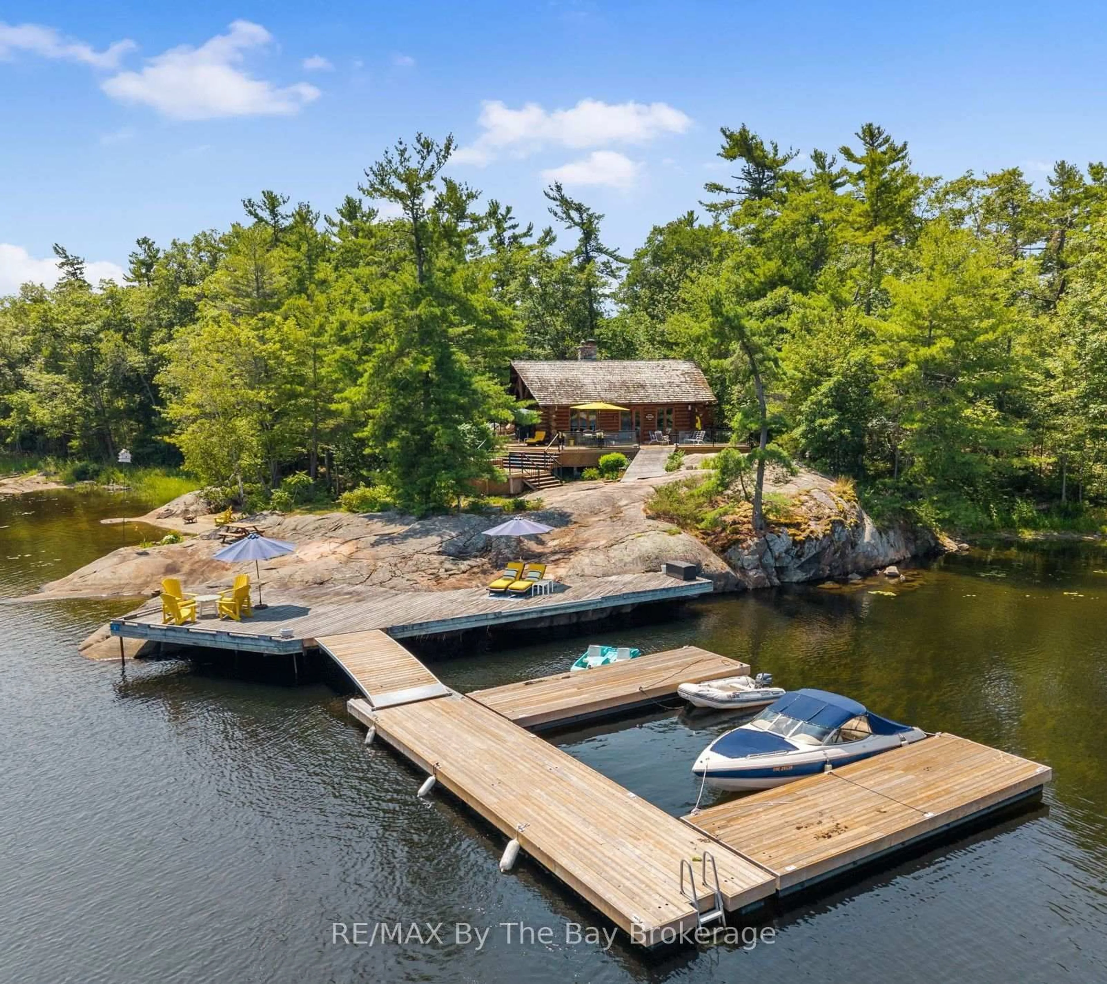 A pic from outside/outdoor area/front of a property/back of a property/a pic from drone, water/lake/river/ocean view for 6 Island 2050/Tabassakwa Island, Georgian Bay Ontario P0E 1E0