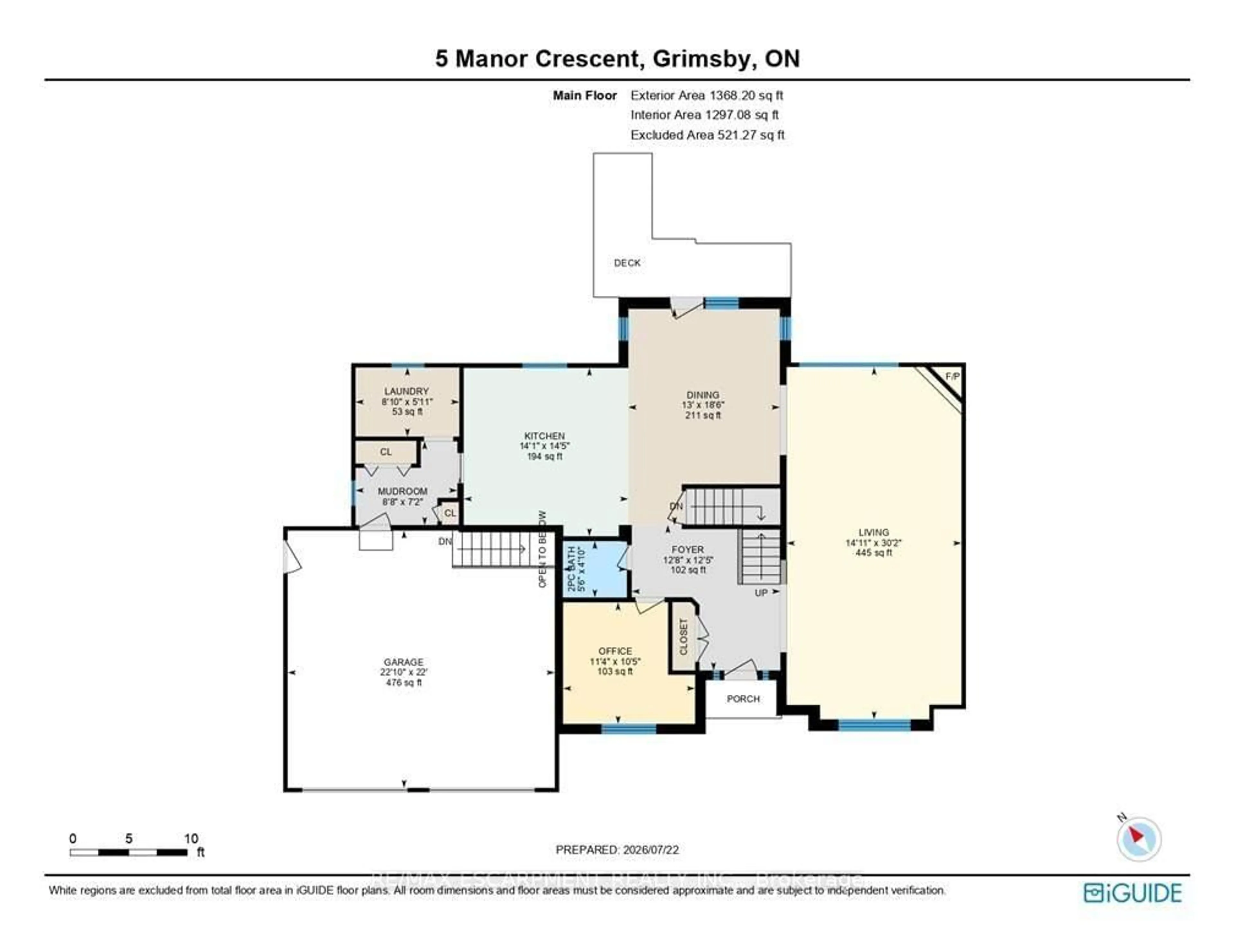 Floor plan for 5 Manor Cres, Grimsby Ontario L3M 5J9