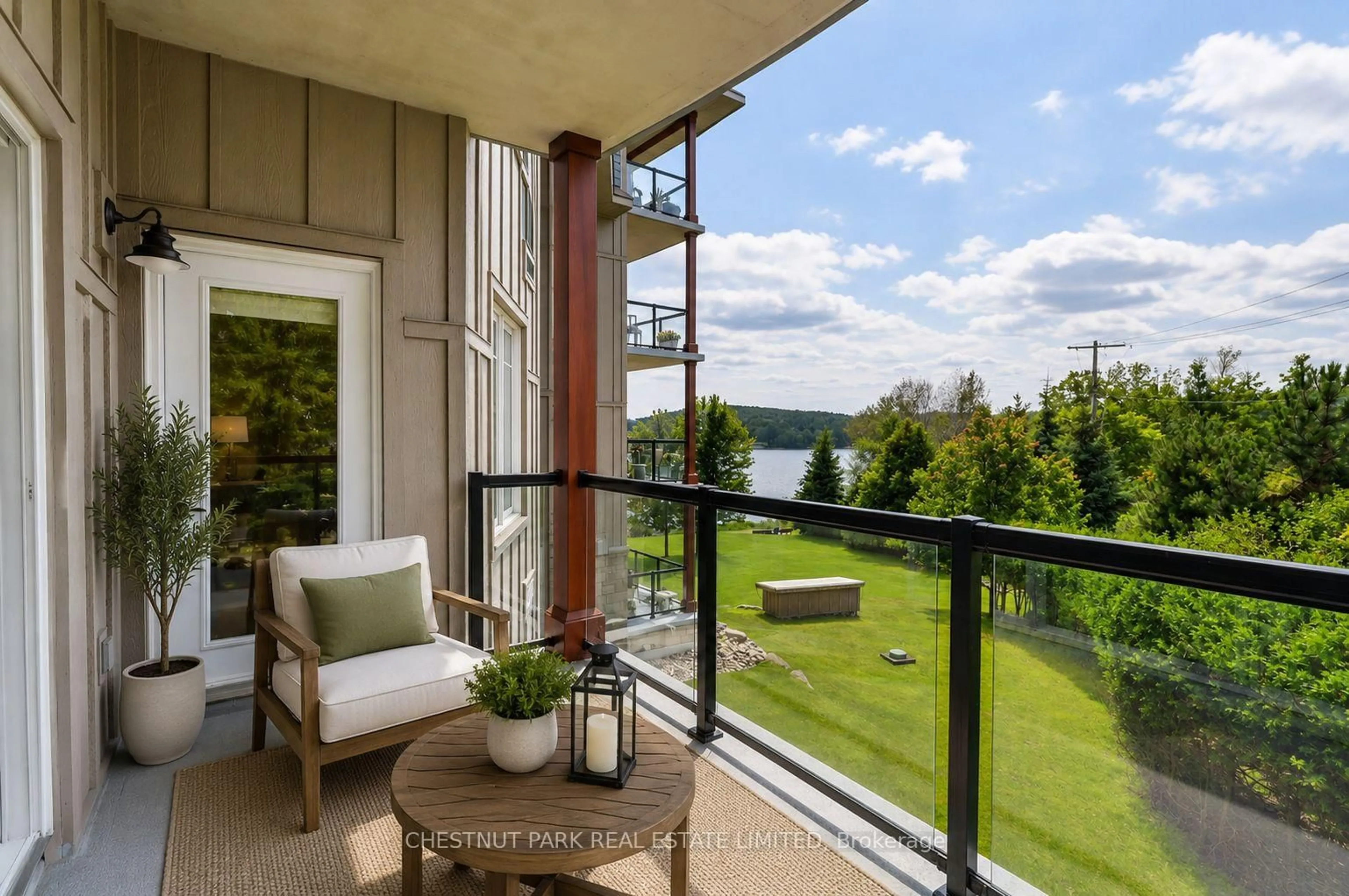 Patio, water/lake/river/ocean view for 1 Park St #201, Dysart et al Ontario K0M 1S0