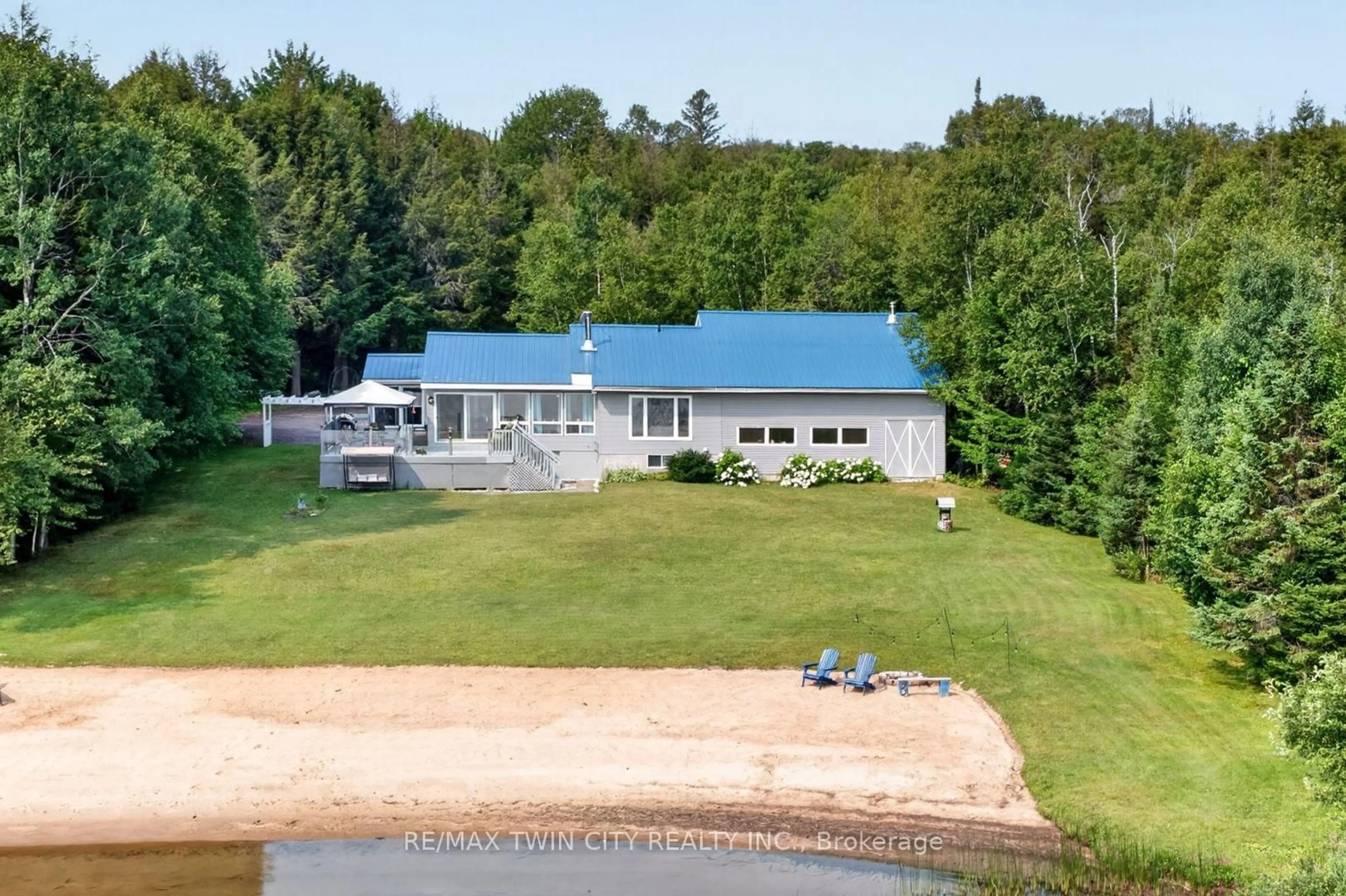 A pic from outside/outdoor area/front of a property/back of a property/a pic from drone, water/lake/river/ocean view for 1331 High Rock Dr, Strong Ontario P0A 1Z0