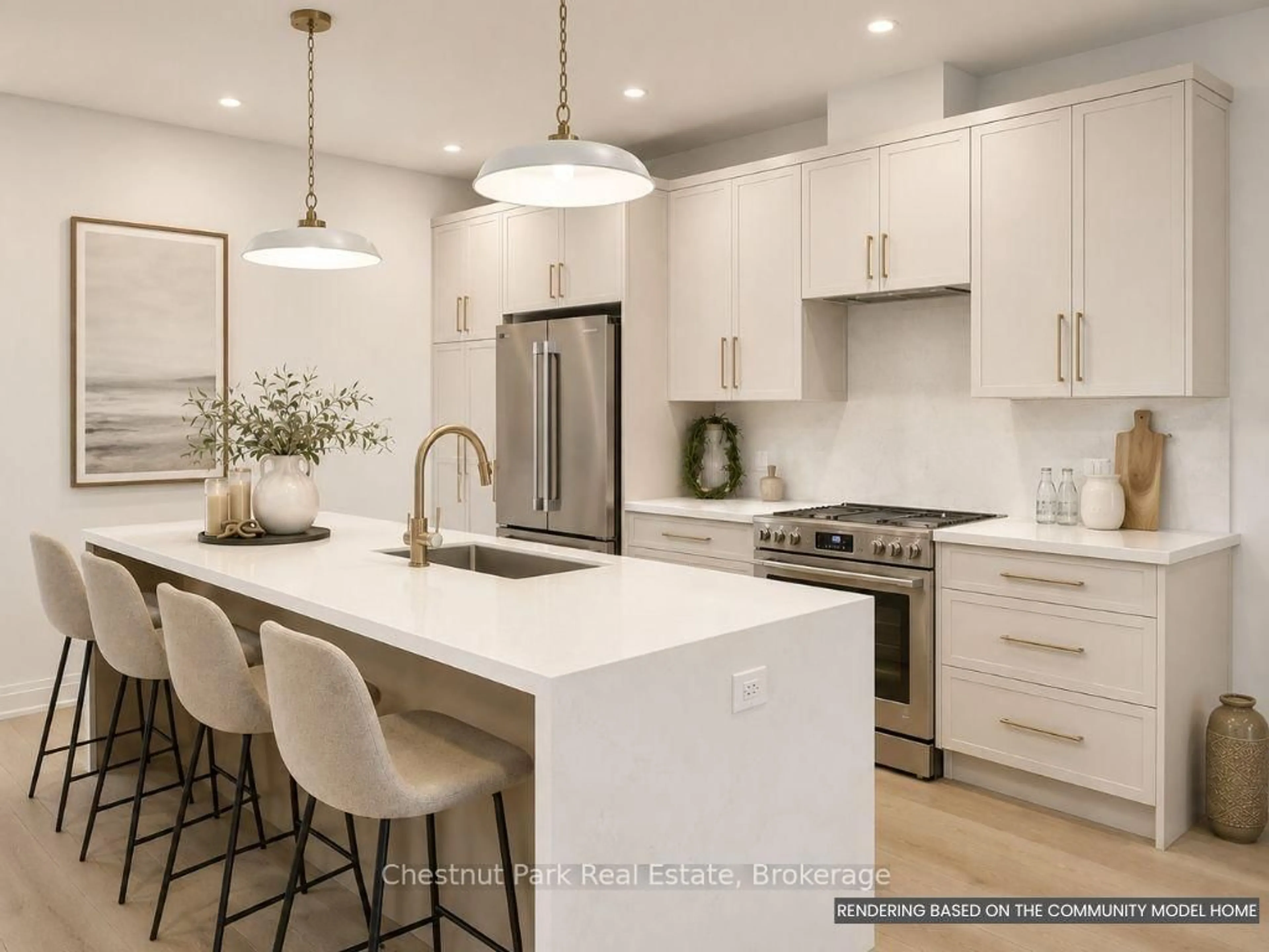 Open concept kitchen, ceramic/tile floor for 10 Pine Needle Way, Huntsville Ontario P1H 1M3