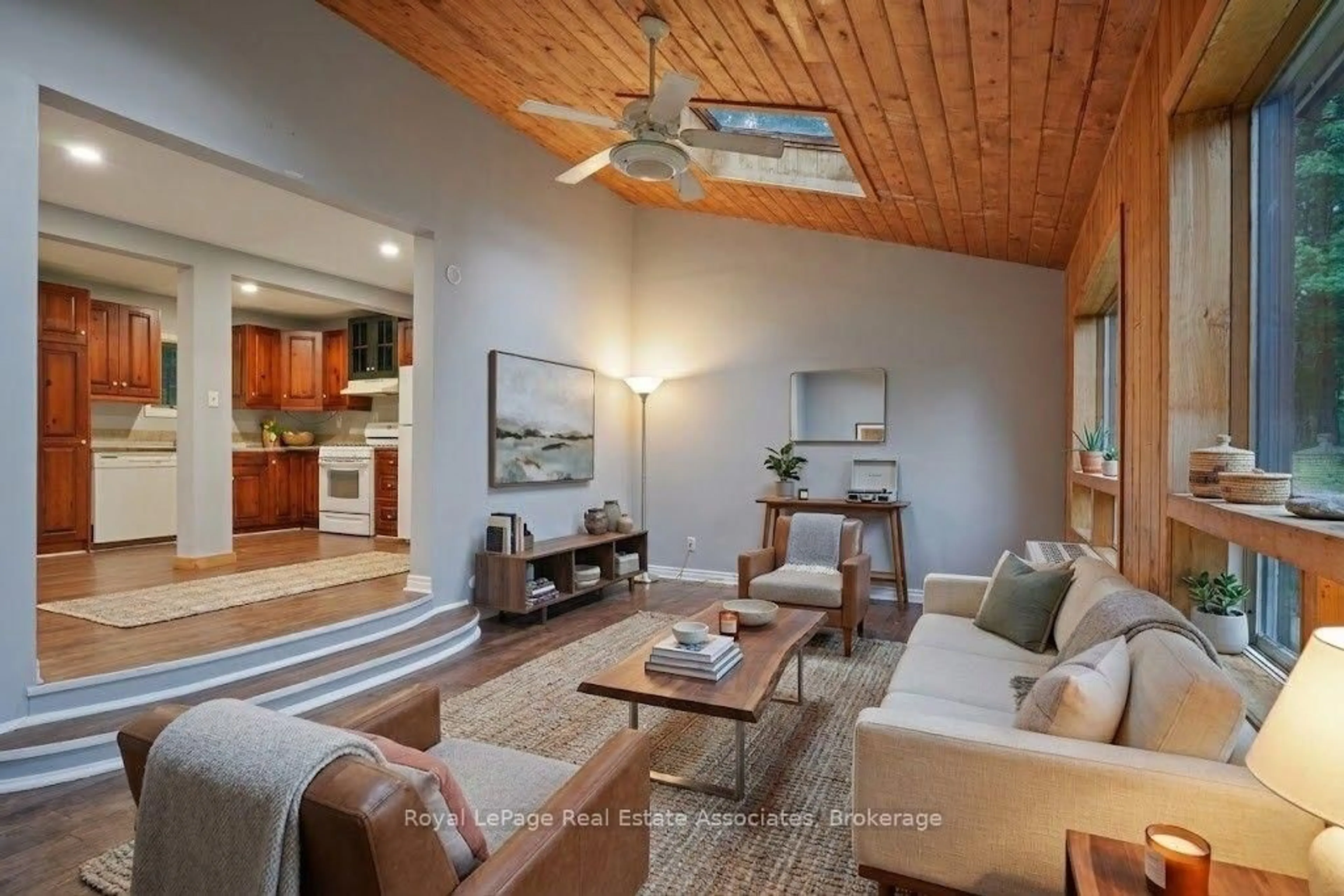 Living room with furniture, wood/laminate floor for 5301 620 Highway, Coe Hill Ontario K0L 1P0