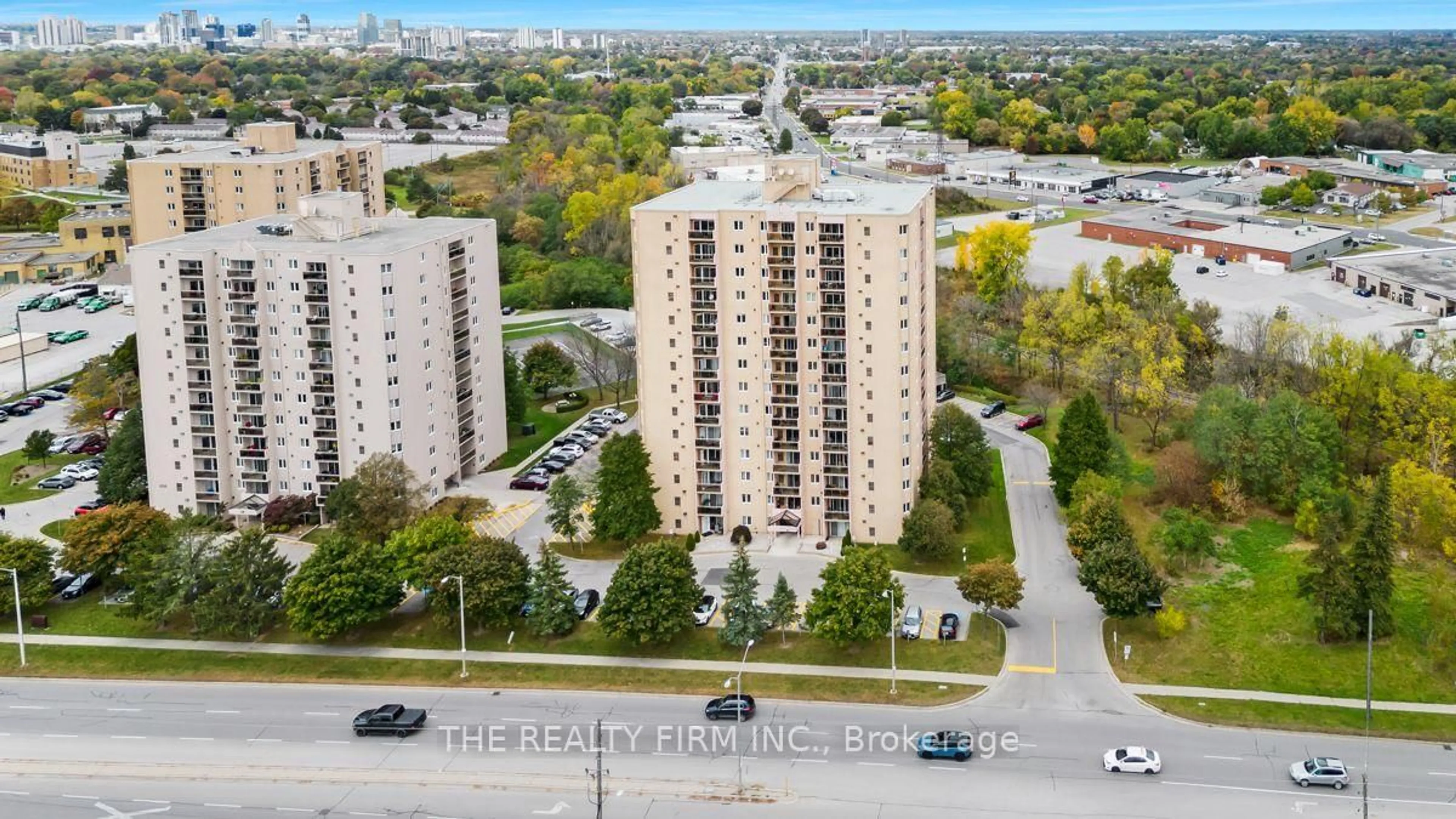 A pic from outside/outdoor area/front of a property/back of a property/a pic from drone, city buildings view from balcony for 858 Commissioners Rd #1206, London South Ontario N6C 5Y5