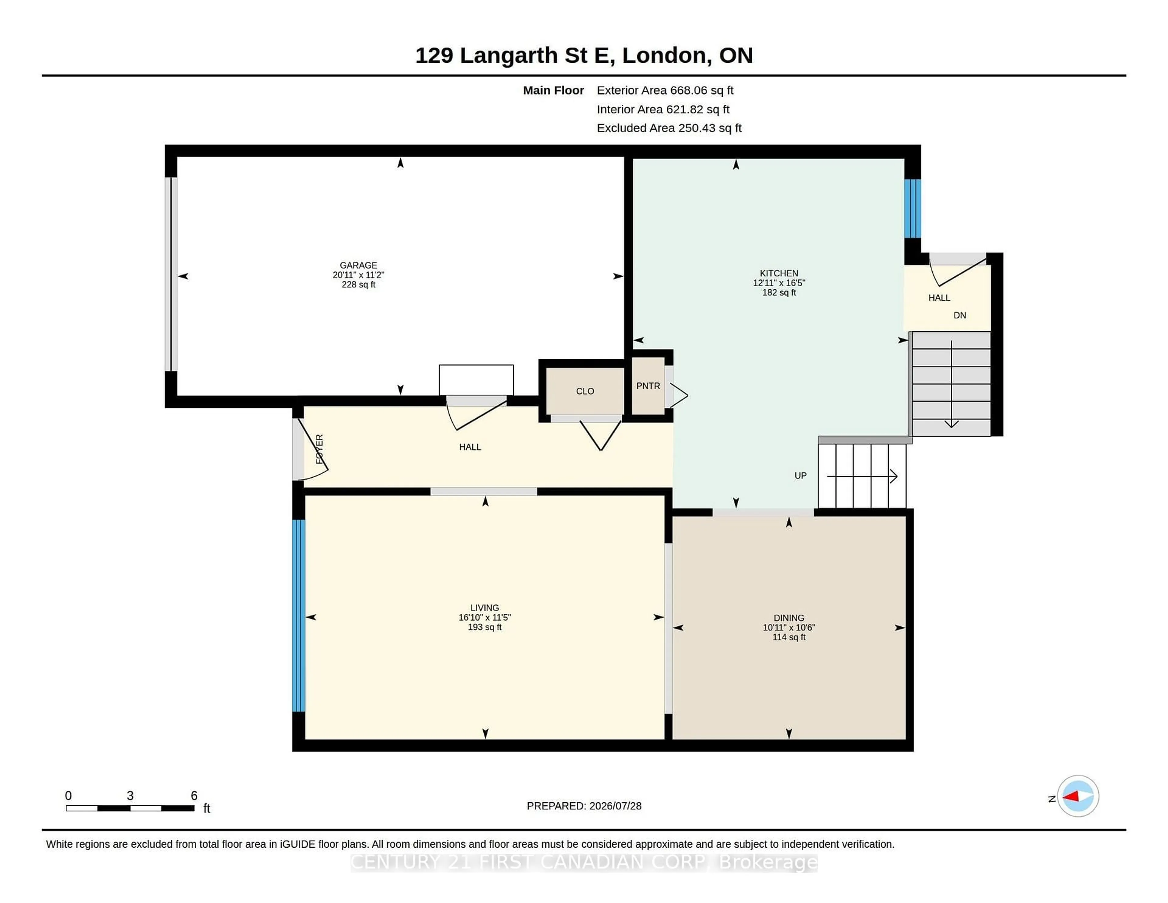 Floor plan for 129 Langarth St, London South Ontario N6J 1P7