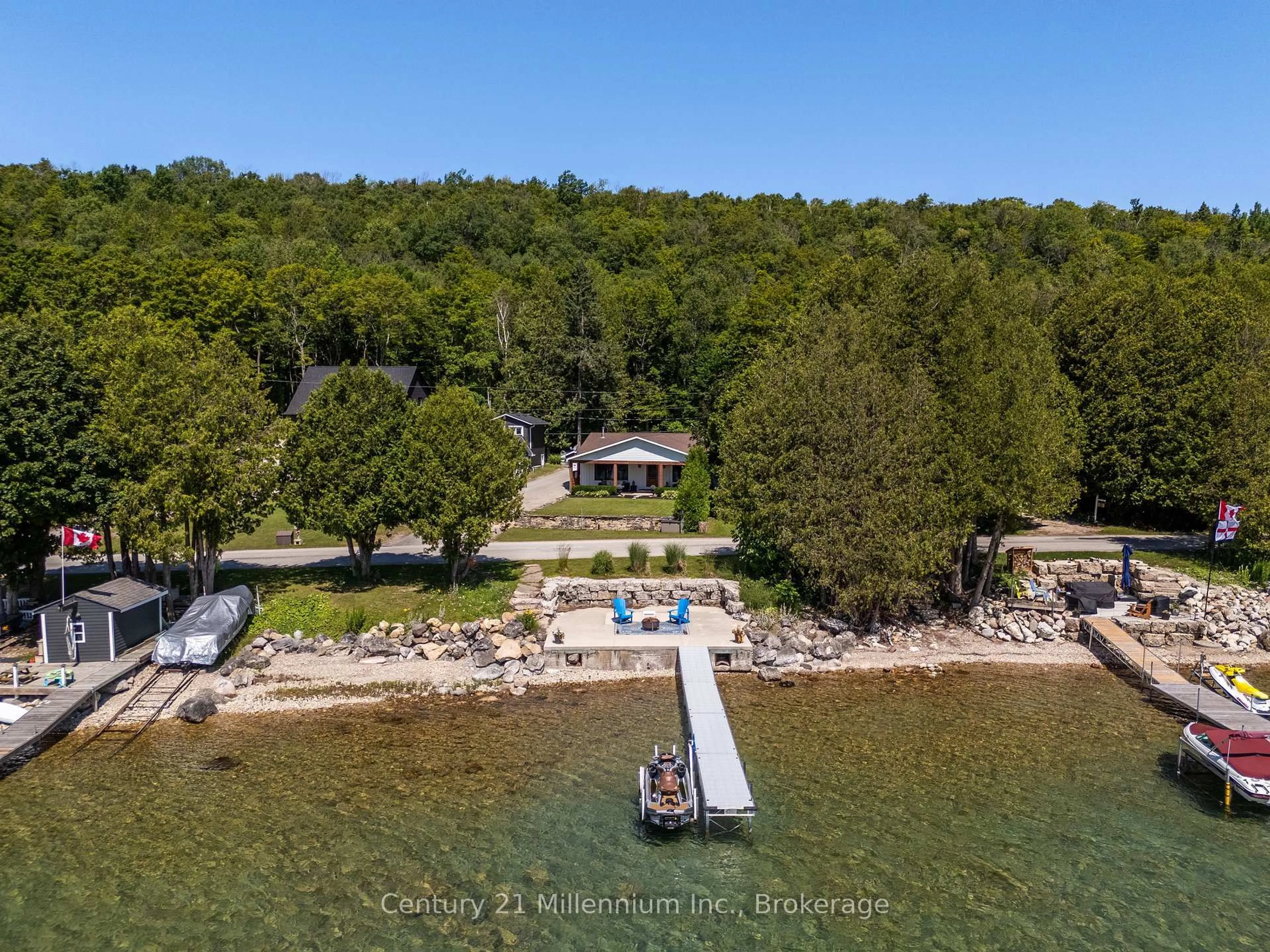 A pic from outside/outdoor area/front of a property/back of a property/a pic from drone, water/lake/river/ocean view for 247 MALLORY BEACH Rd, South Bruce Peninsula Ontario N0H 2T0