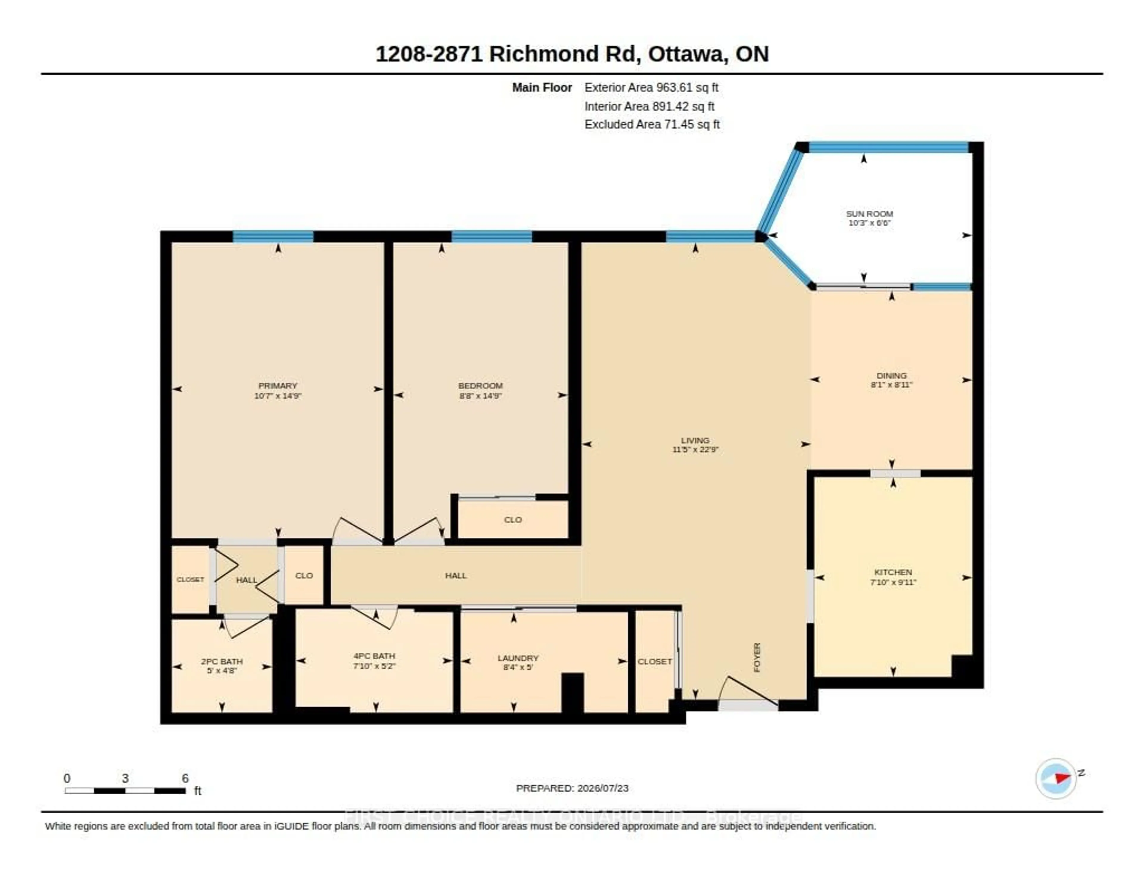 Floor plan for 2871 Richmond Rd #1208, Ottawa Ontario K2B 8M5