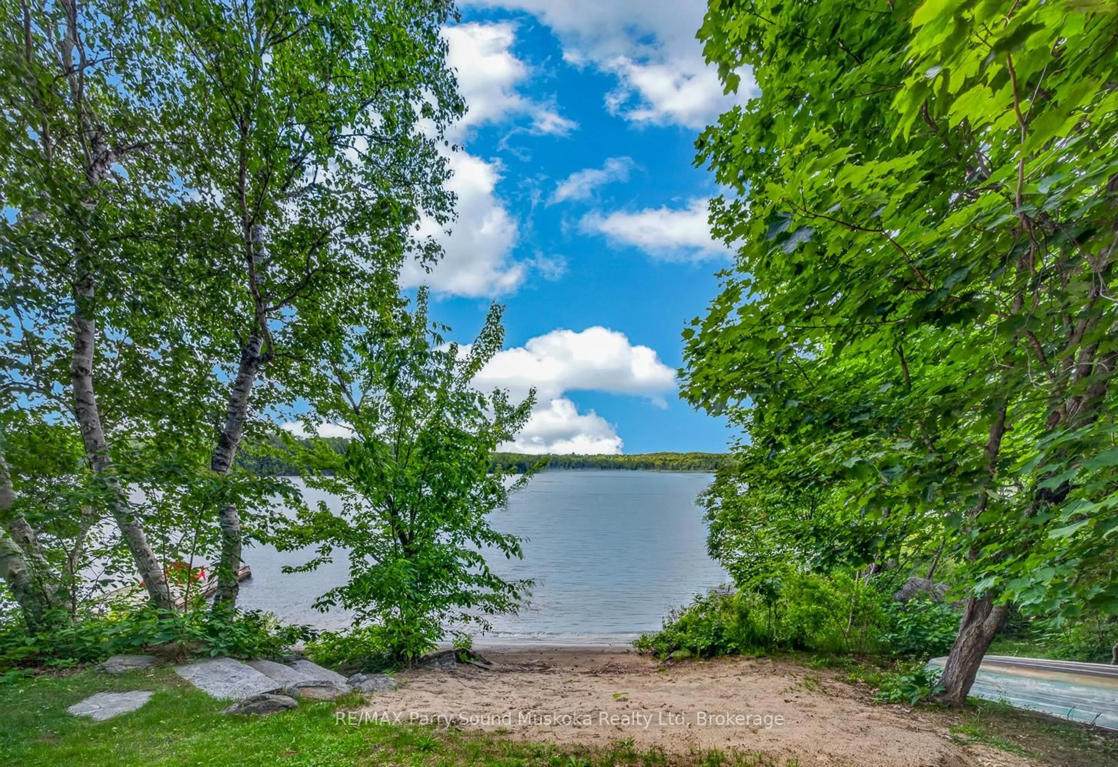 Patio, water/lake/river/ocean view for 54 Dauncey Rd, Magnetawan Ontario P0A 1P0