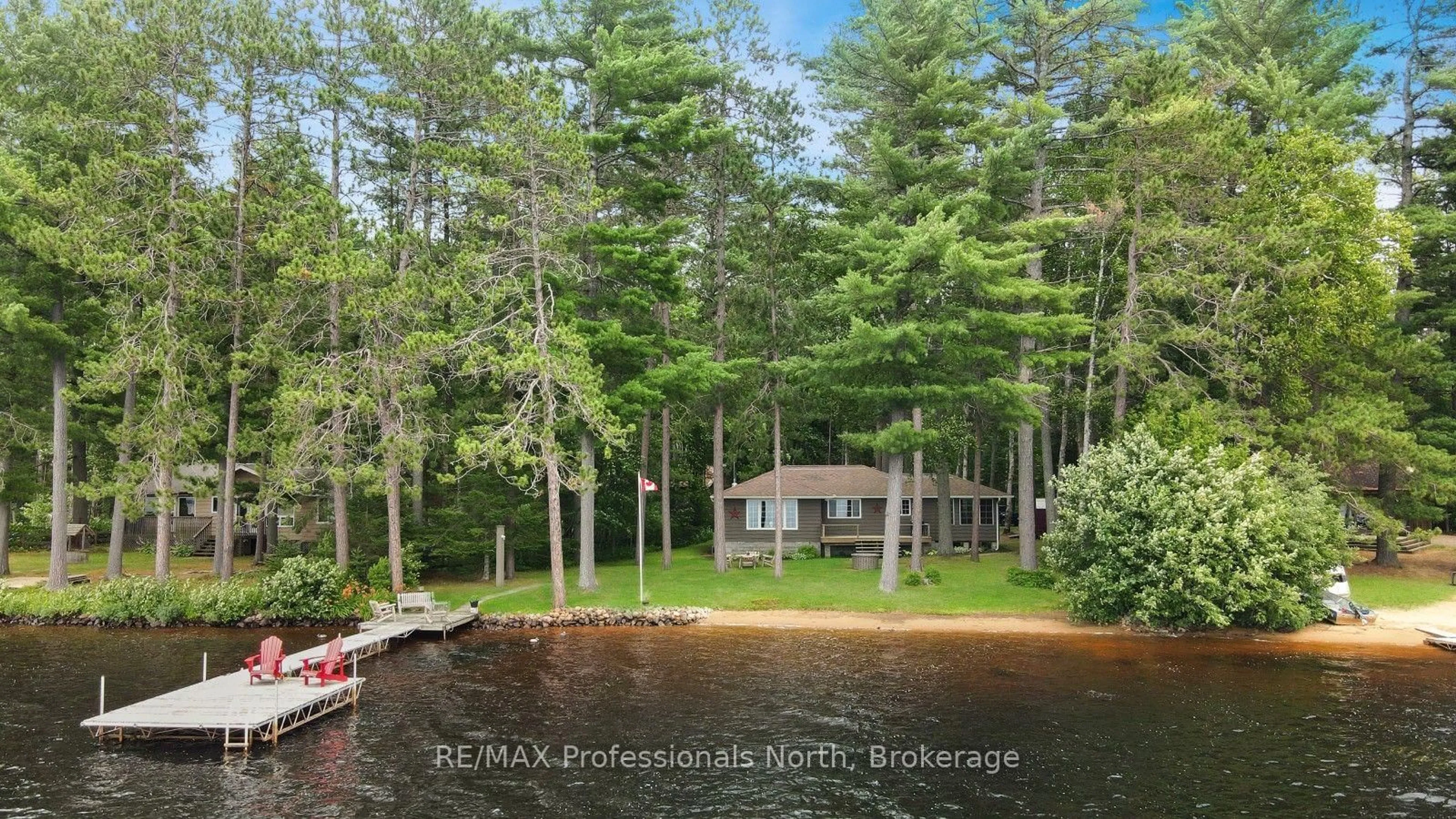 A pic from outside/outdoor area/front of a property/back of a property/a pic from drone, water/lake/river/ocean view for 1058 Jasmine Rd, Dysart et al Ontario K0M 2S0