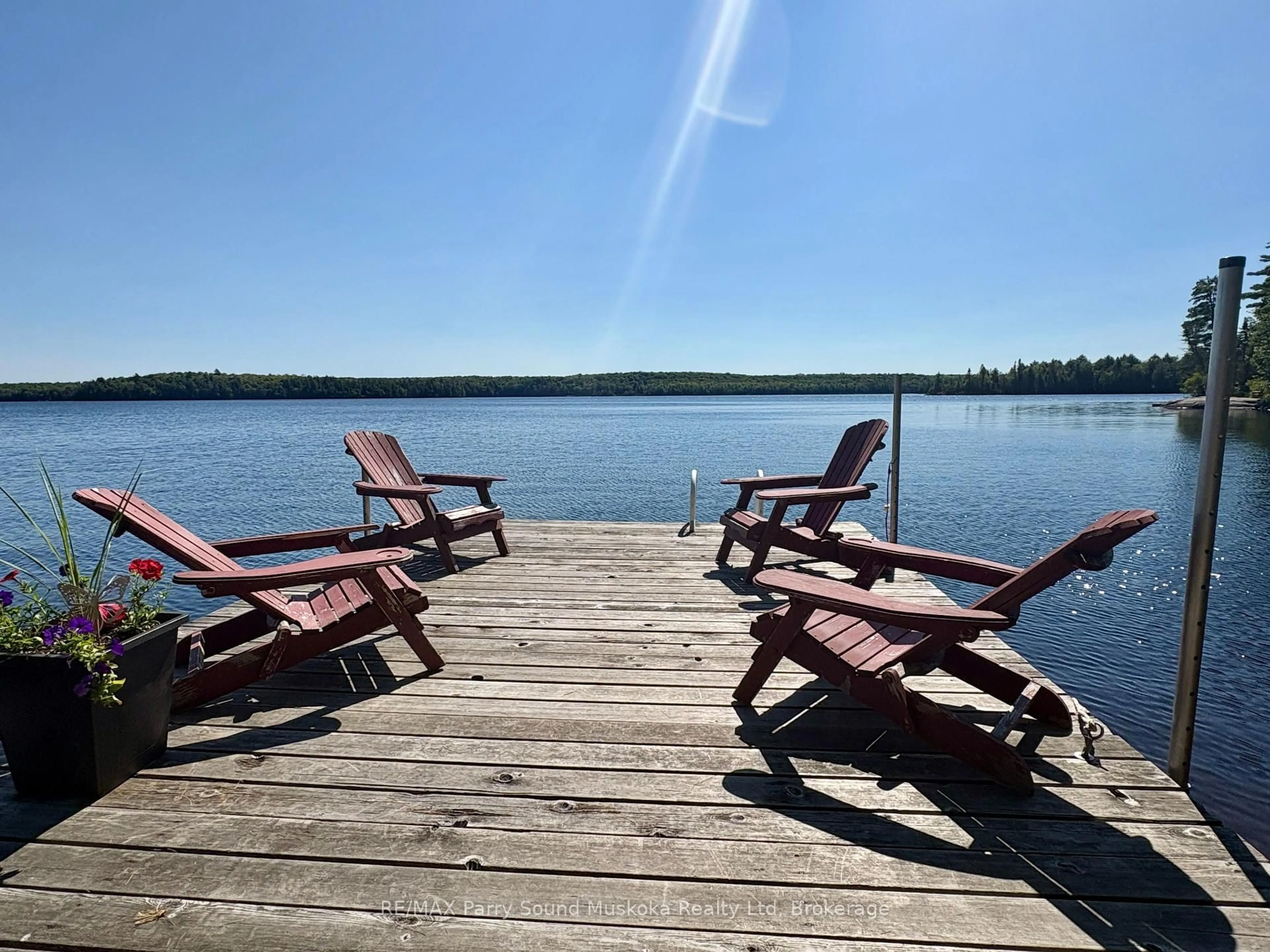 Patio, water/lake/river/ocean view for 3 Robinson Rd, Magnetawan Ontario P0A 1P0
