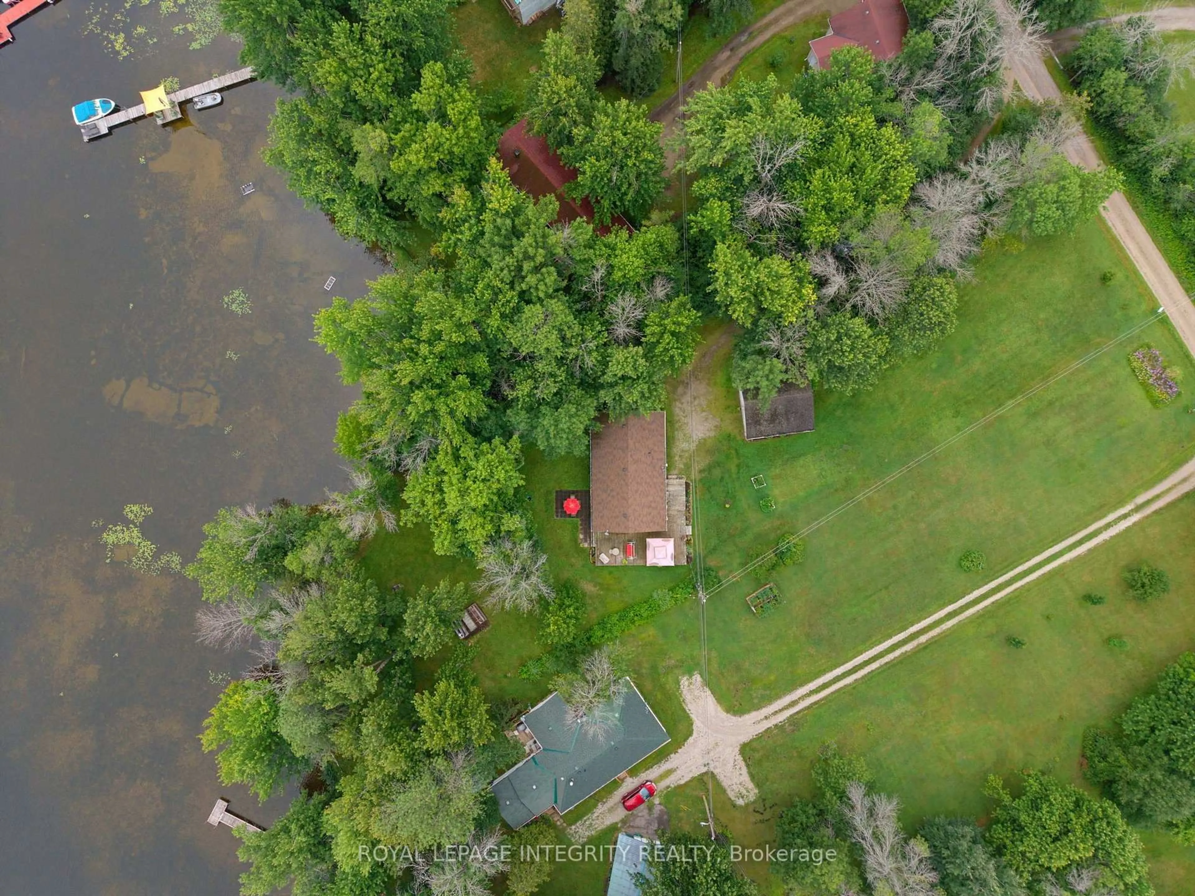 A pic from outside/outdoor area/front of a property/back of a property/a pic from drone, water/lake/river/ocean view for 162 Flintoff Bay Rd, Perth Ontario K7H 3C8