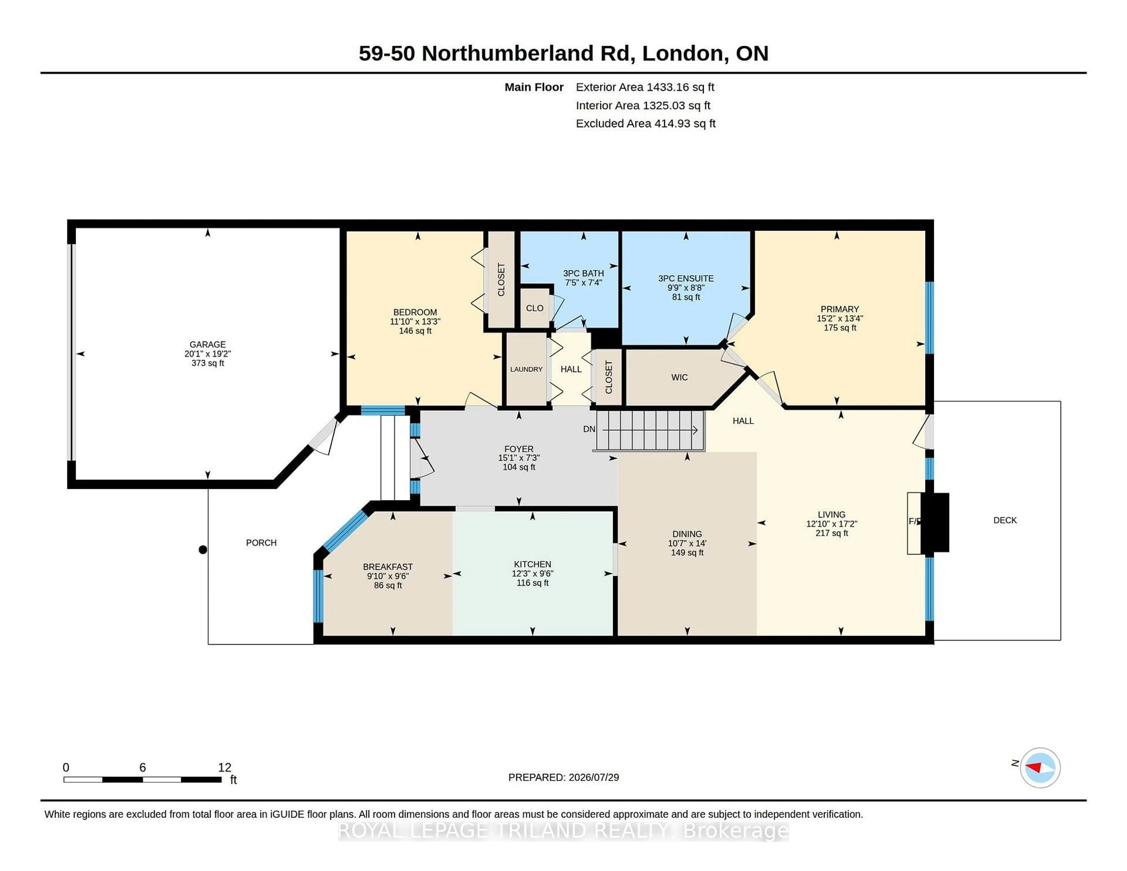 Floor plan for 50 Northumberland Rd #59, London North Ontario N6H 5J2