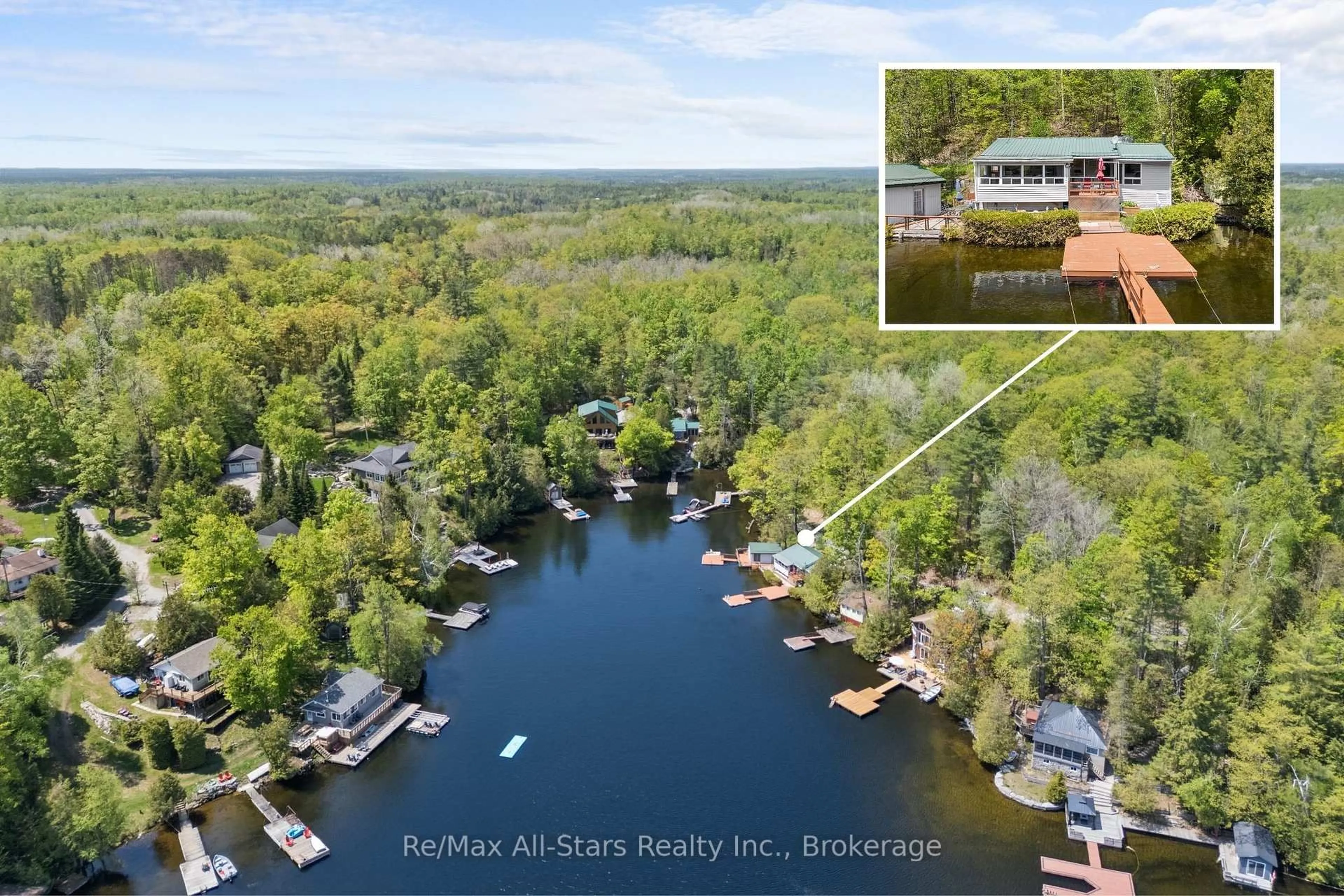 A pic from outside/outdoor area/front of a property/back of a property/a pic from drone, water/lake/river/ocean view for 55 Fire Route 393, Trent Lakes Ontario K0M 2A0