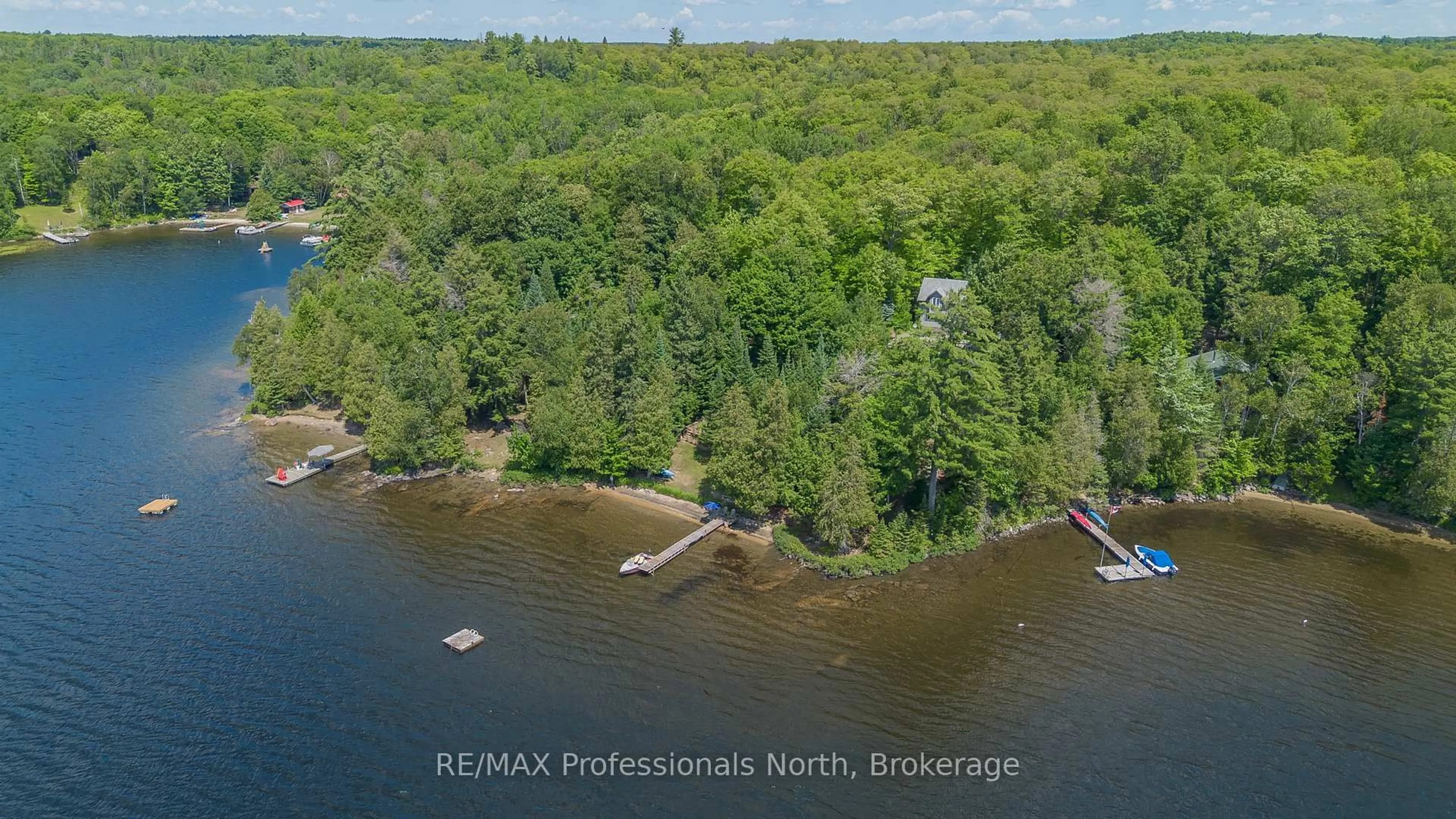 A pic from outside/outdoor area/front of a property/back of a property/a pic from drone, water/lake/river/ocean view for 78 Jeffery Dr, Parry Sound Remote Area Ontario P0A 1X0