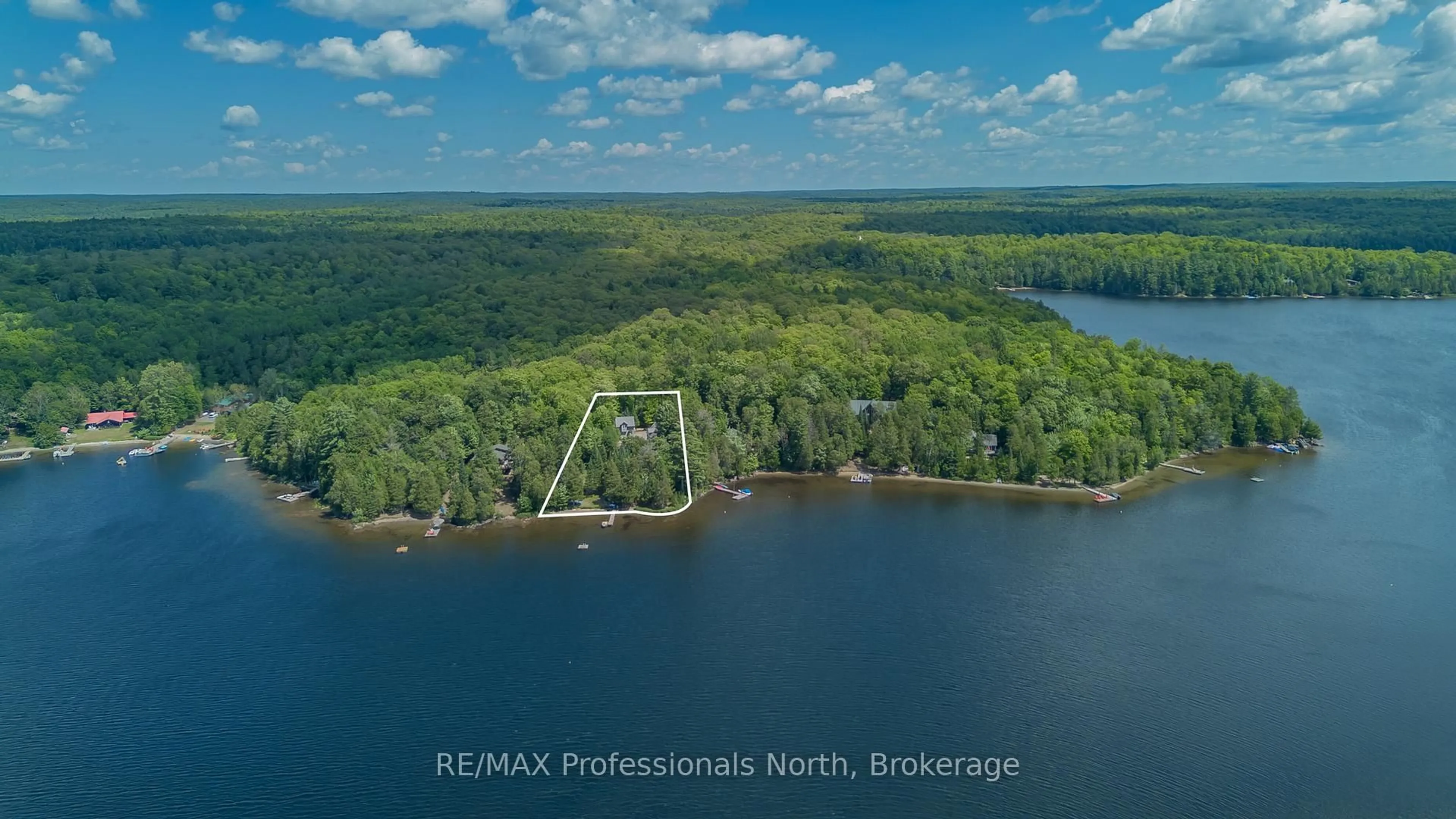 A pic from outside/outdoor area/front of a property/back of a property/a pic from drone, water/lake/river/ocean view for 78 Jeffery Dr, Parry Sound Remote Area Ontario P0A 1X0