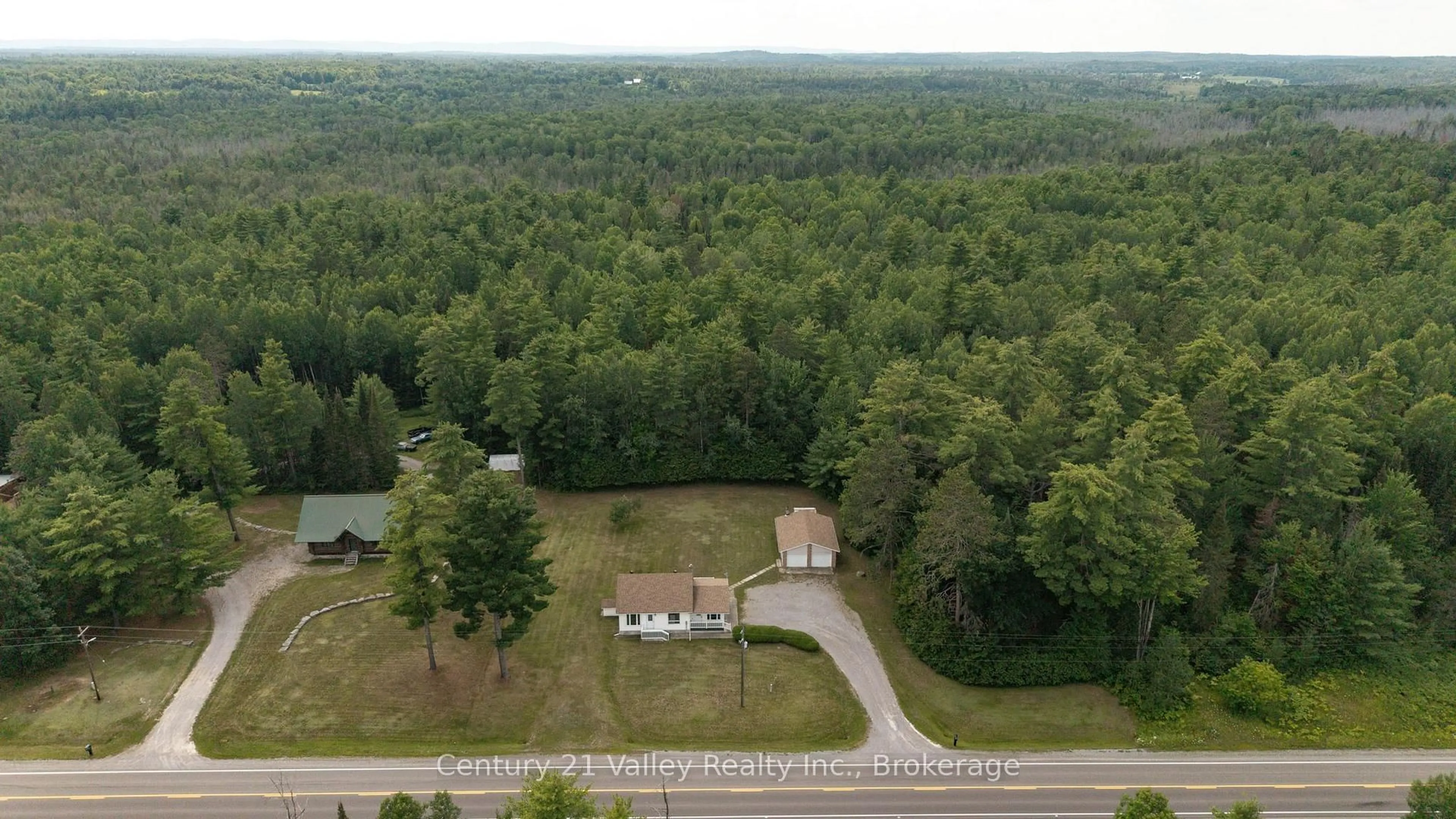 A pic from outside/outdoor area/front of a property/back of a property/a pic from drone, forest/trees view for 33949 41 Highway, Eganville Ontario K0J 1T0