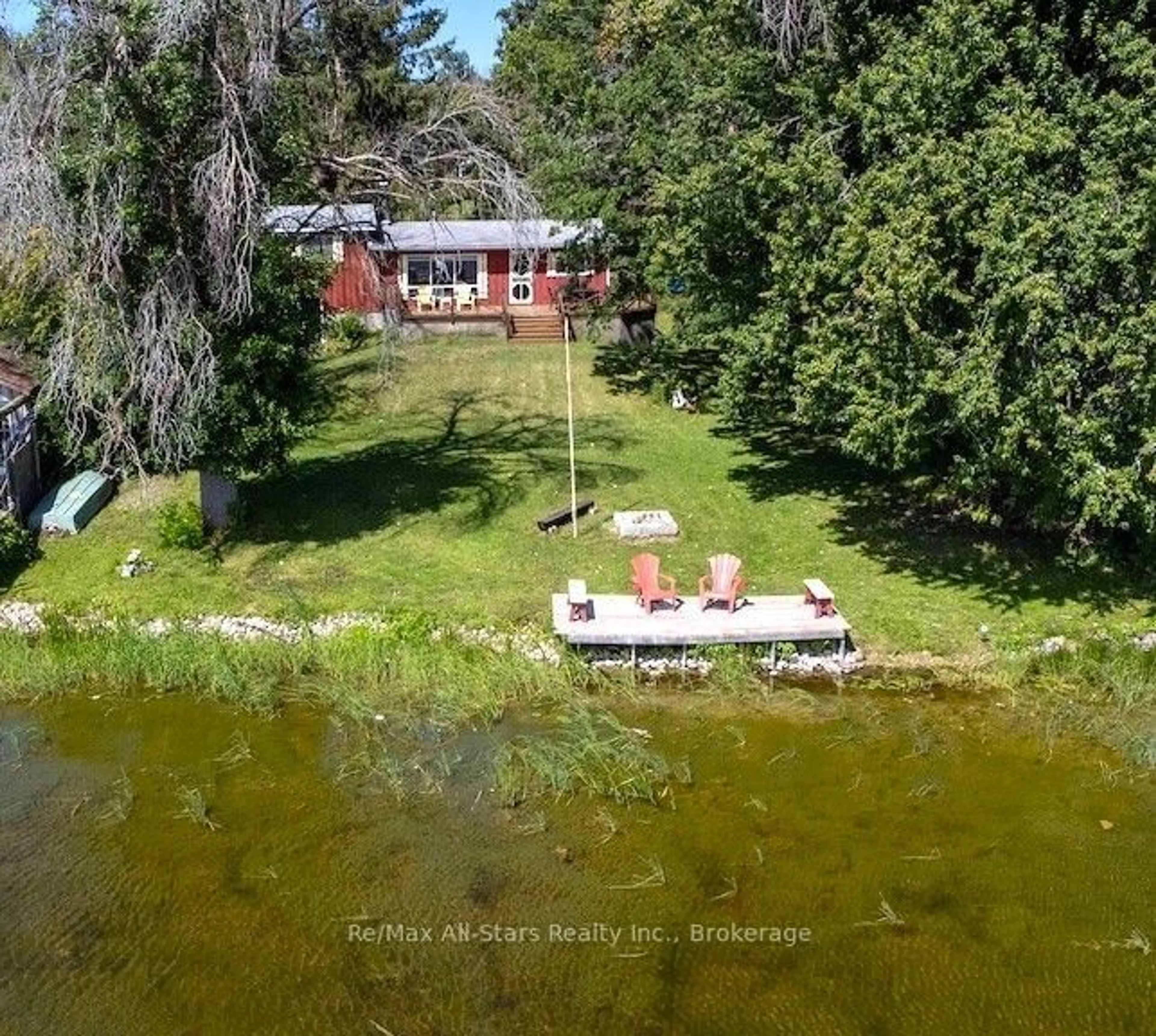 A pic from outside/outdoor area/front of a property/back of a property/a pic from drone, water/lake/river/ocean view for 35 Alpine St, Kawartha Lakes Ontario K9V 4R1