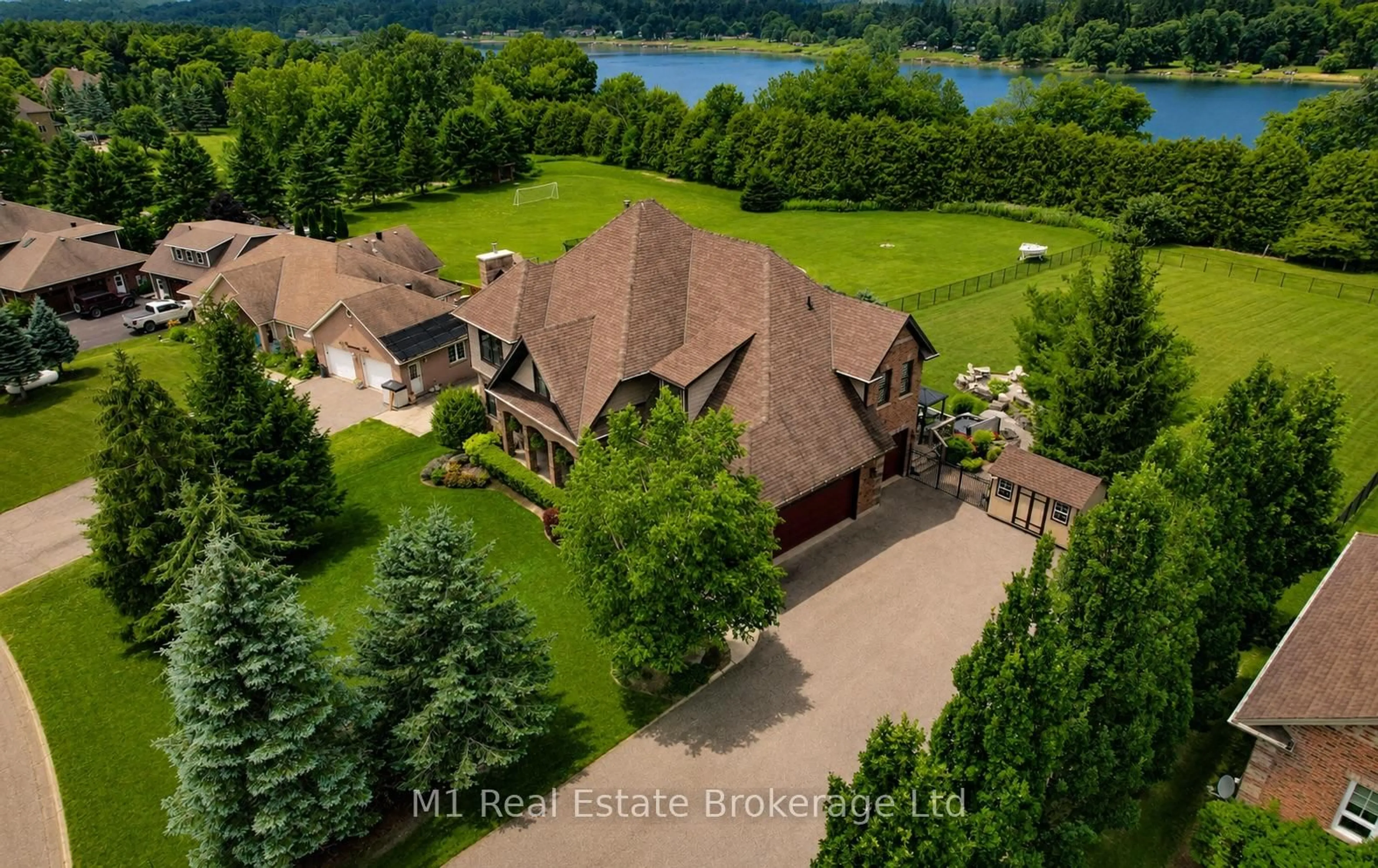 A pic from outside/outdoor area/front of a property/back of a property/a pic from drone, water/lake/river/ocean view for 88 Conservation Tr, Centre Wellington Ontario N0B 1J0