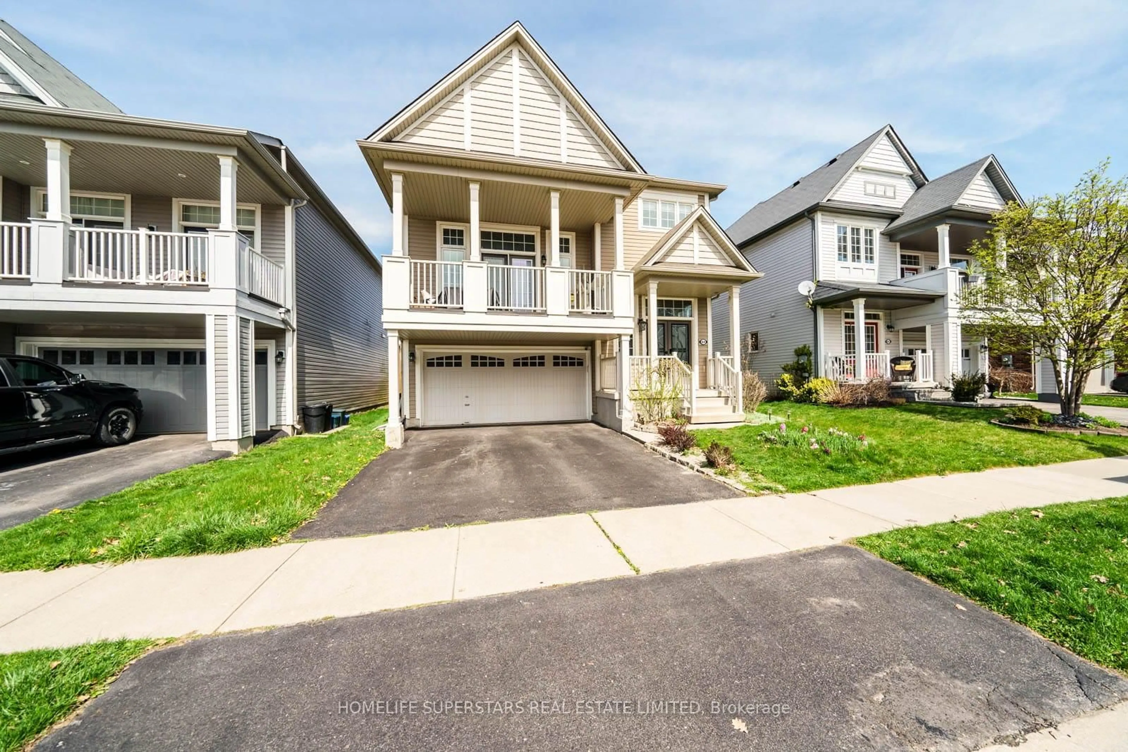 Home with vinyl exterior material, street for 84 Lambert Cres, Brantford Ontario N3T 0E9