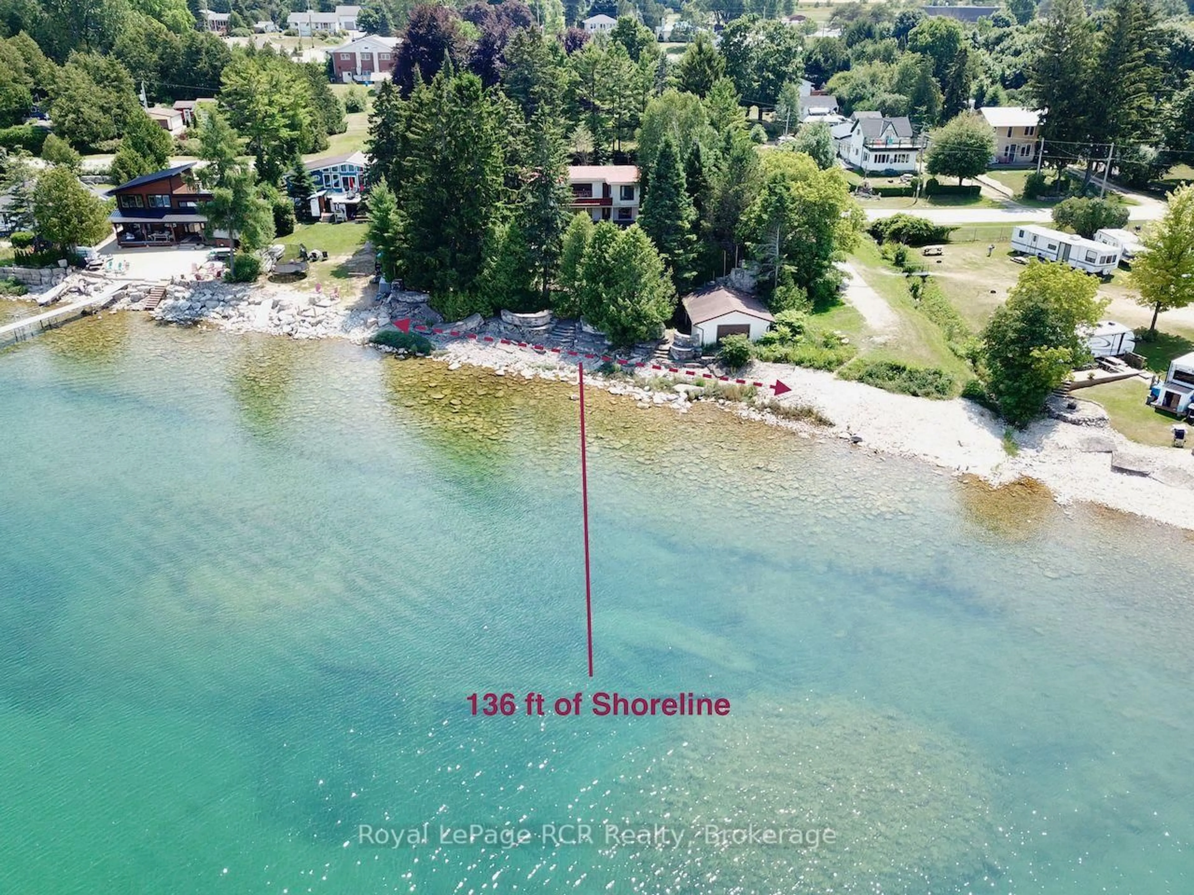 A pic from outside/outdoor area/front of a property/back of a property/a pic from drone, water/lake/river/ocean view for 2 William St, Northern Bruce Peninsula Ontario N0H 1W0