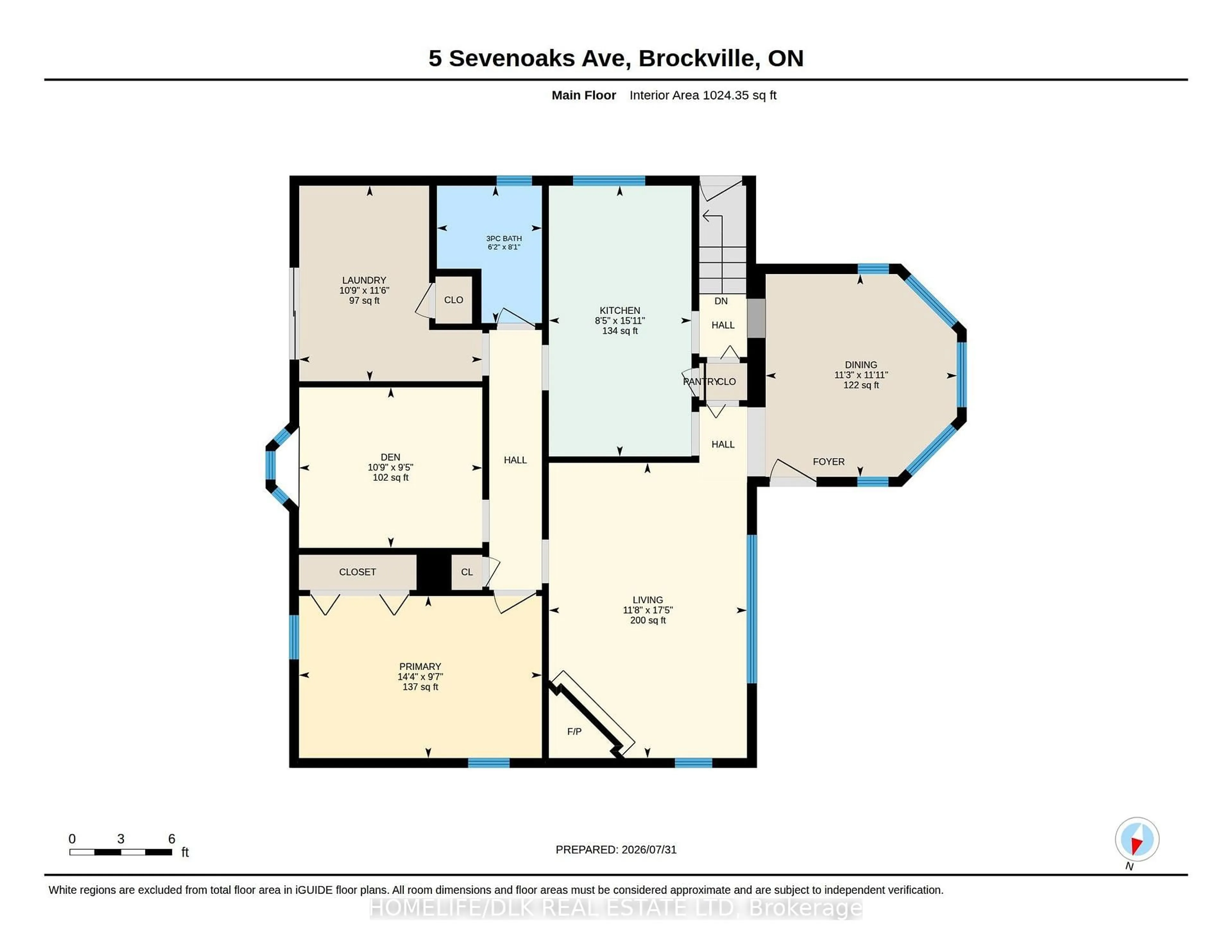 Floor plan for 5 Sevenoaks Ave, Brockville Ontario K6V 2V1