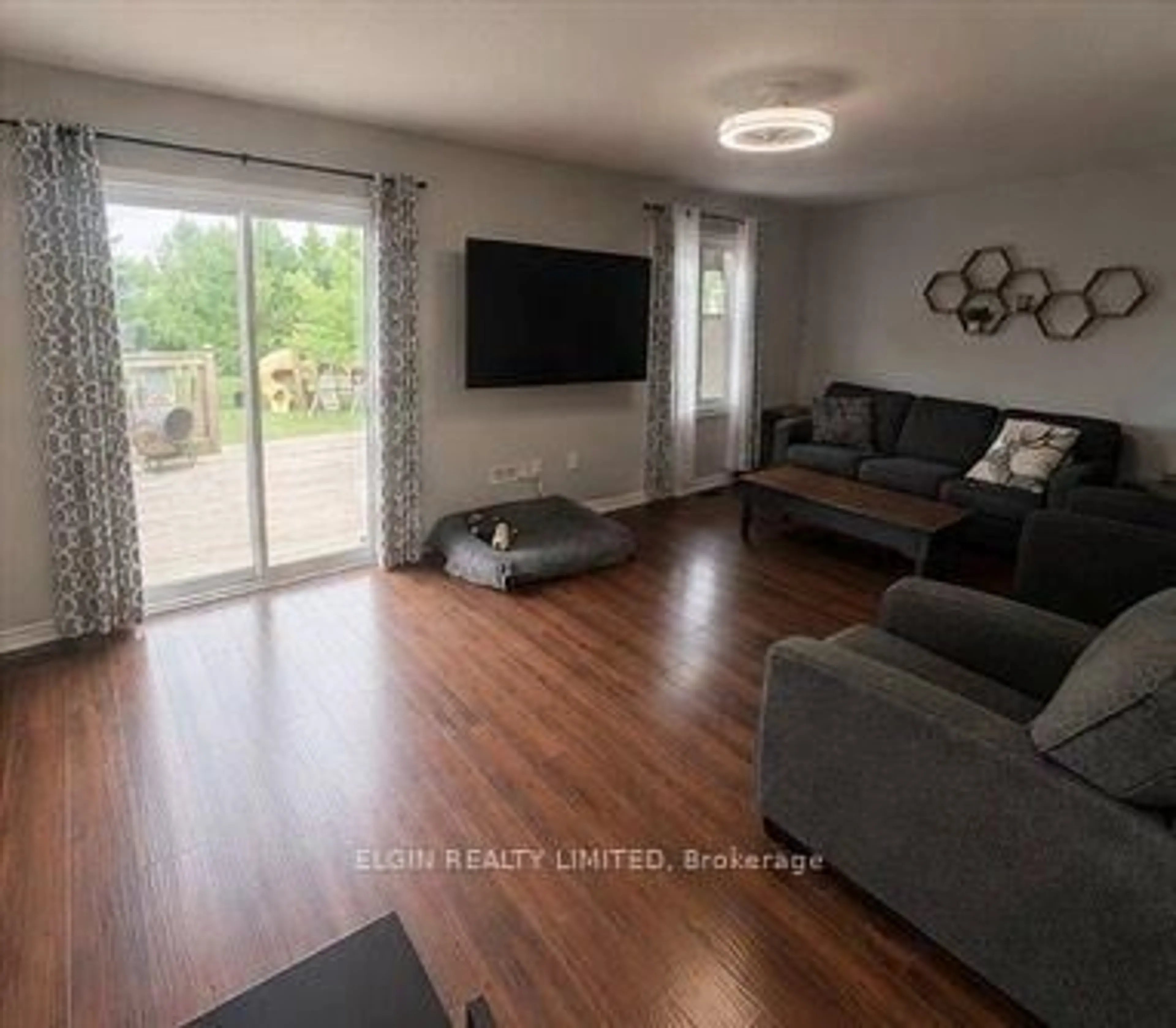 Living room with furniture, wood/laminate floor for 42022 Mcbain Line, Central Elgin Ontario N5P 4P4