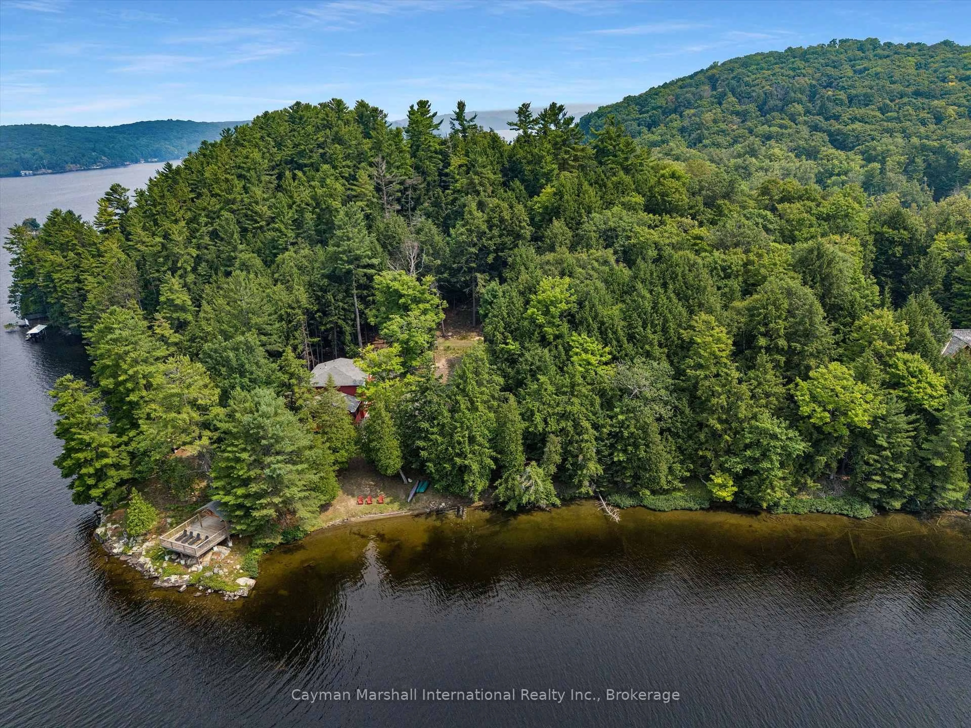 A pic from outside/outdoor area/front of a property/back of a property/a pic from drone, water/lake/river/ocean view for 2/3-1030 Raven Hill Rd, Lake of Bays Ontario P0A 1H0