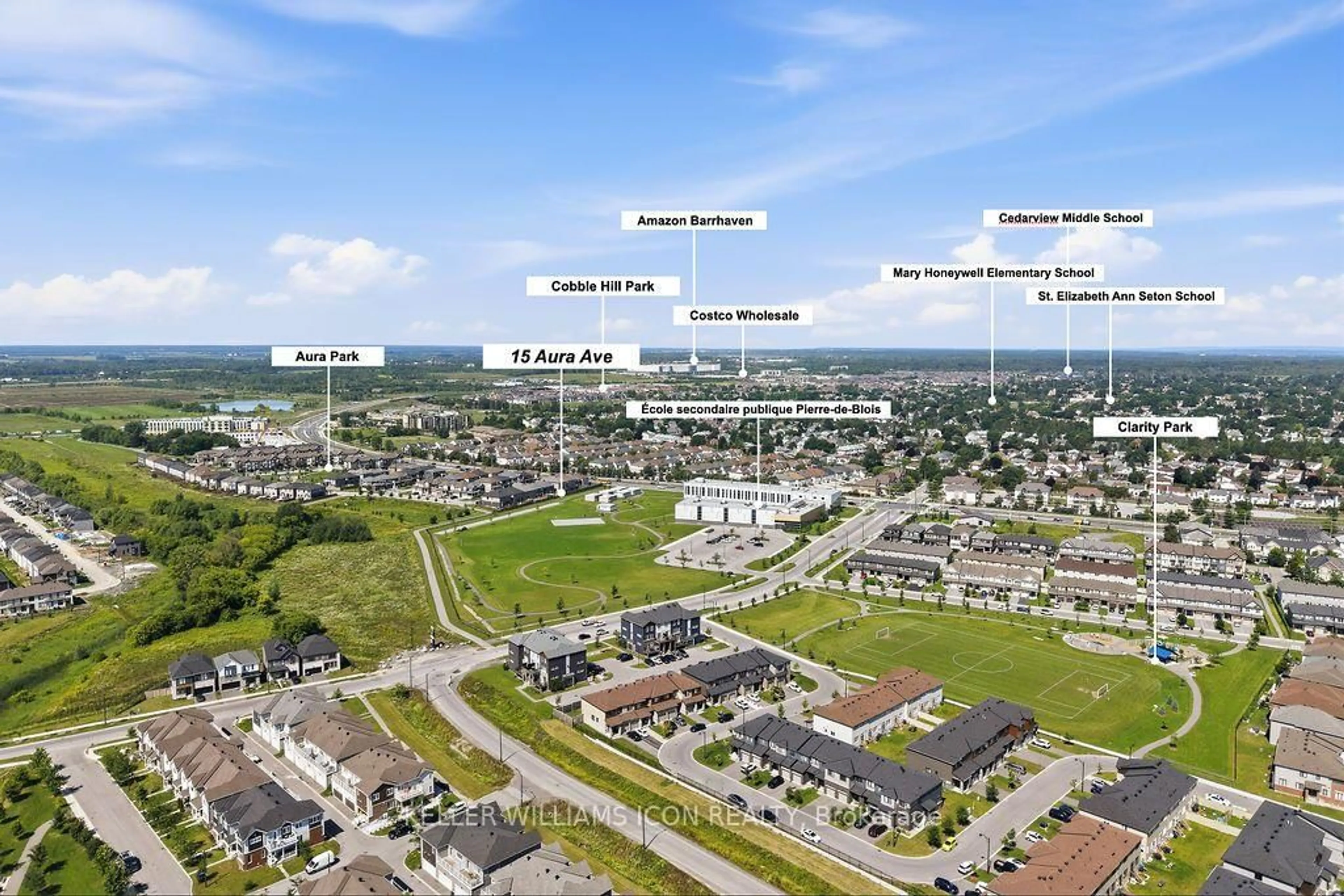 A pic from outside/outdoor area/front of a property/back of a property/a pic from drone, street for 15 Aura Ave, Ottawa Ontario K2J 6S1