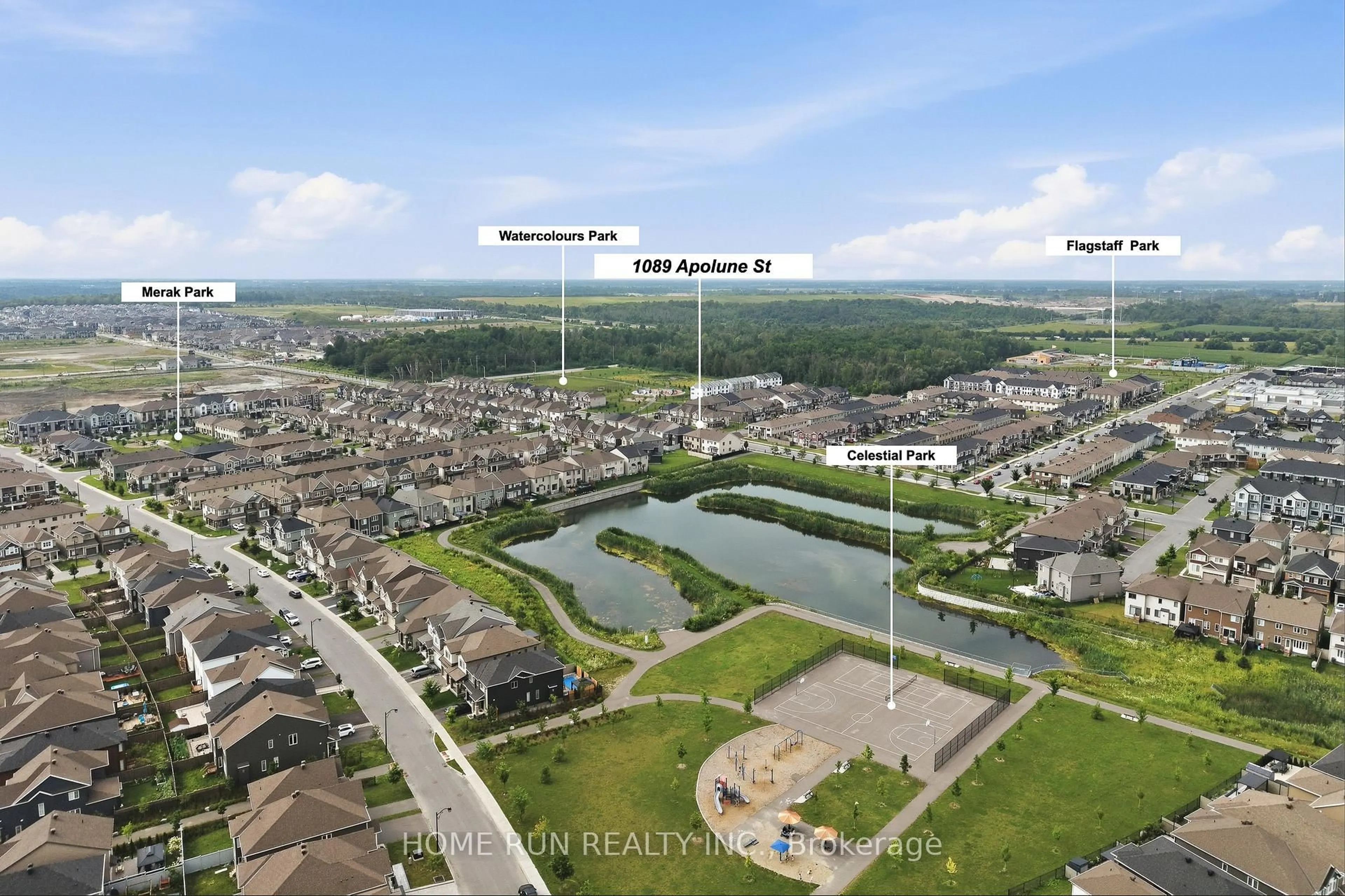 A pic from outside/outdoor area/front of a property/back of a property/a pic from drone, water/lake/river/ocean view for 1089 Apolune St, Ottawa Ontario K2J 6N8