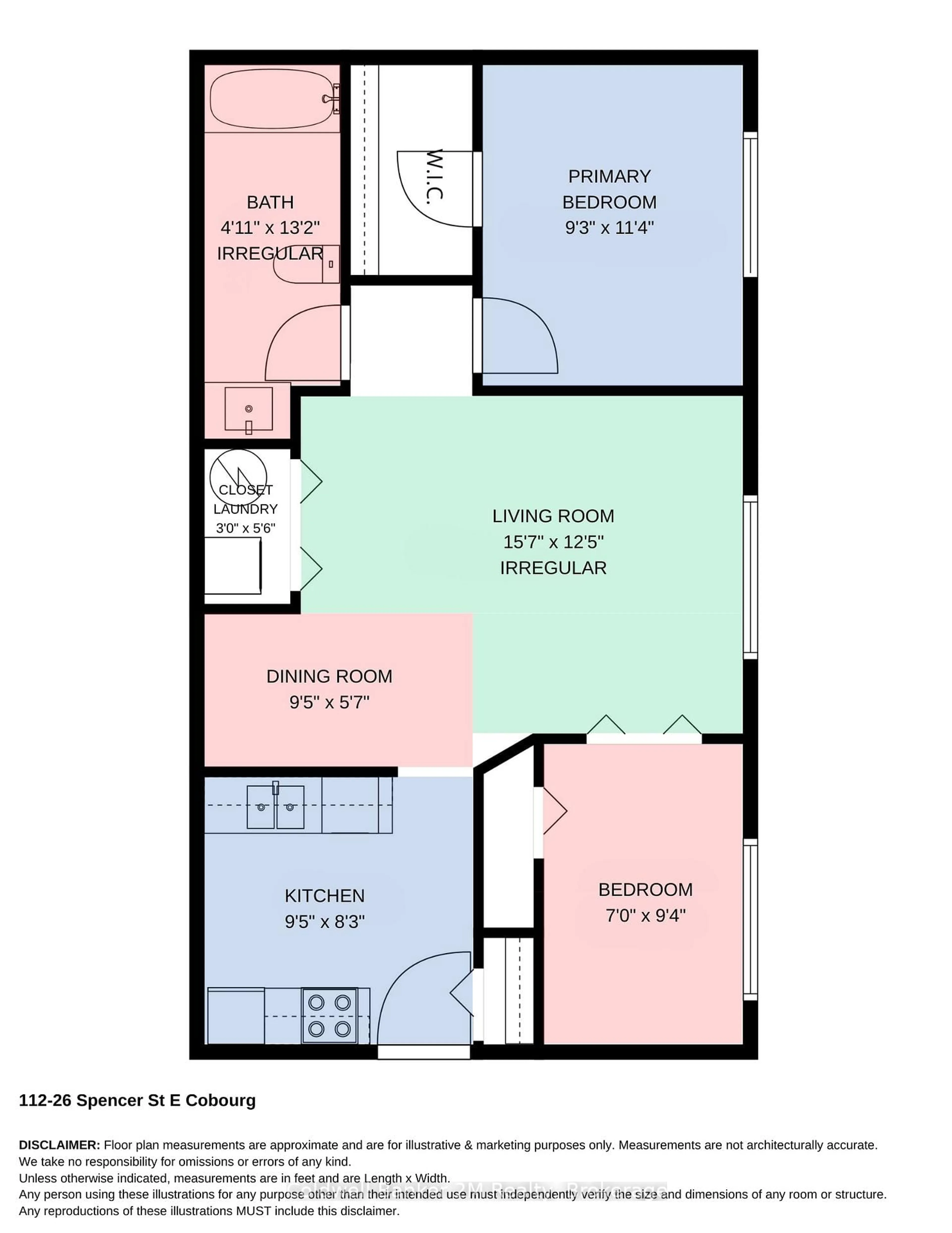 Floor plan for 26 Spencer St #112, Cobourg Ontario K9A 1C2