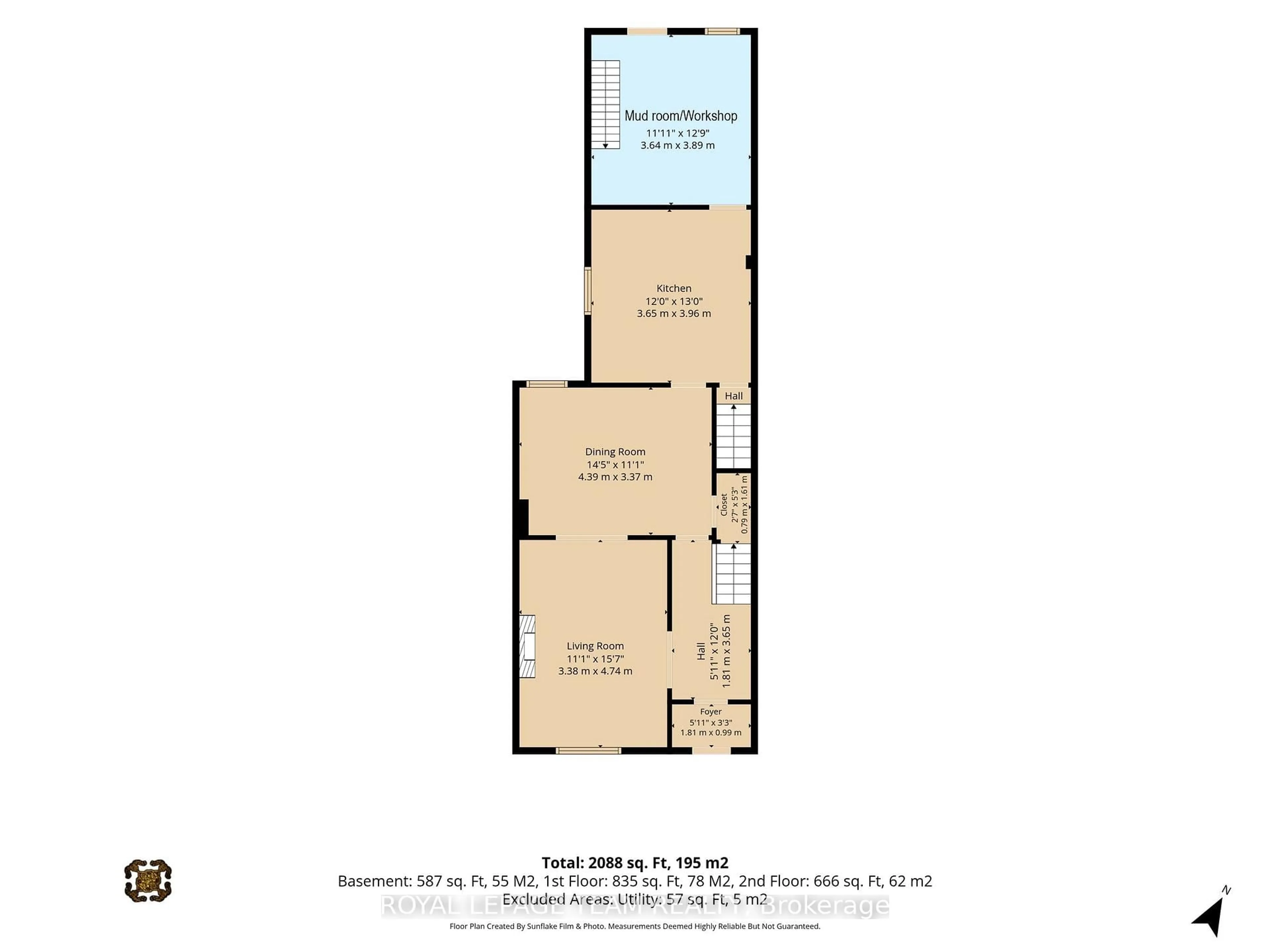 Floor plan for 539 Gilmour St, Ottawa Ontario K1R 5L5
