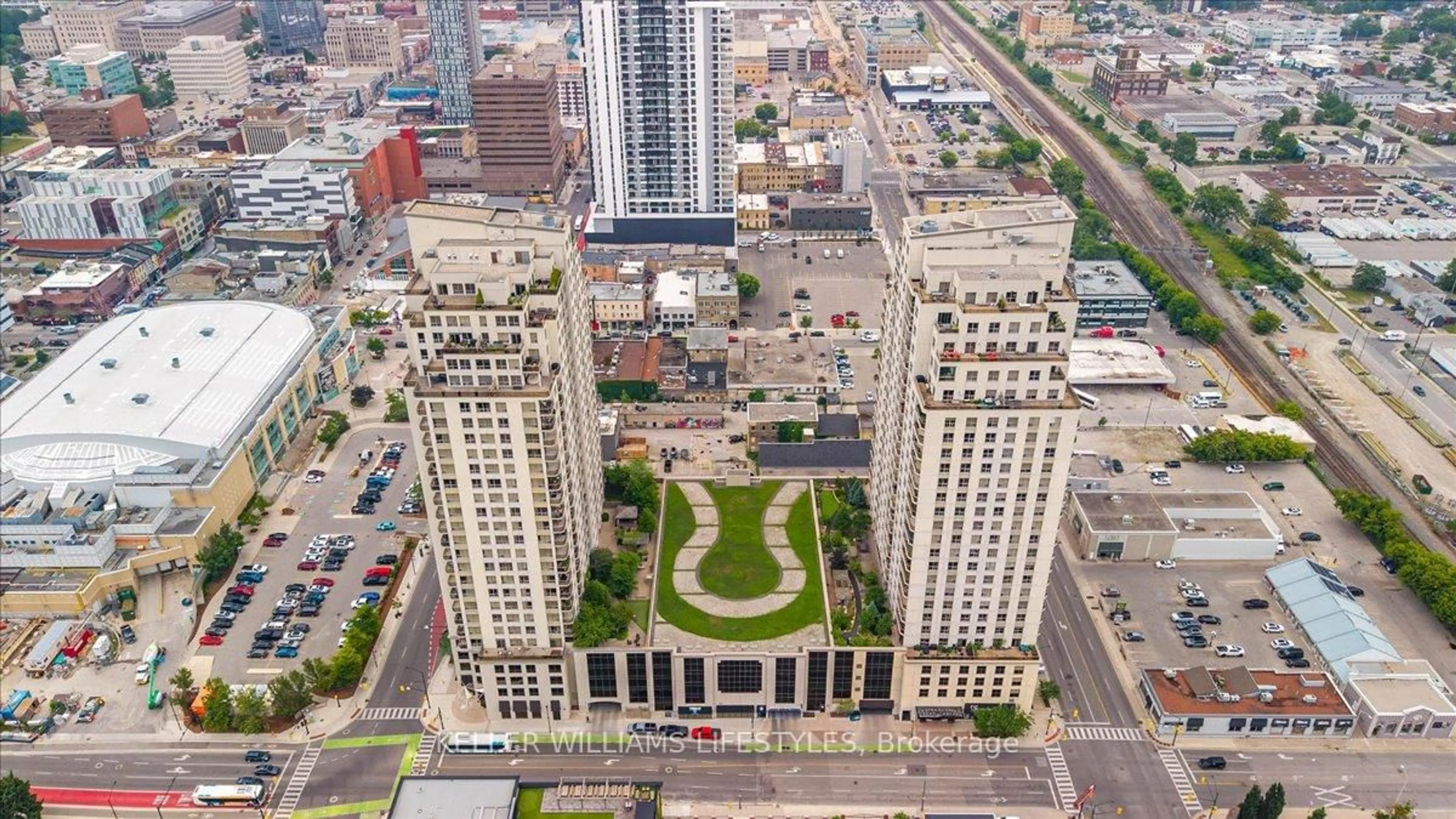 A pic from outside/outdoor area/front of a property/back of a property/a pic from drone, city buildings view from balcony for 330 Ridout St #1902, London East Ontario N6C 3Z3