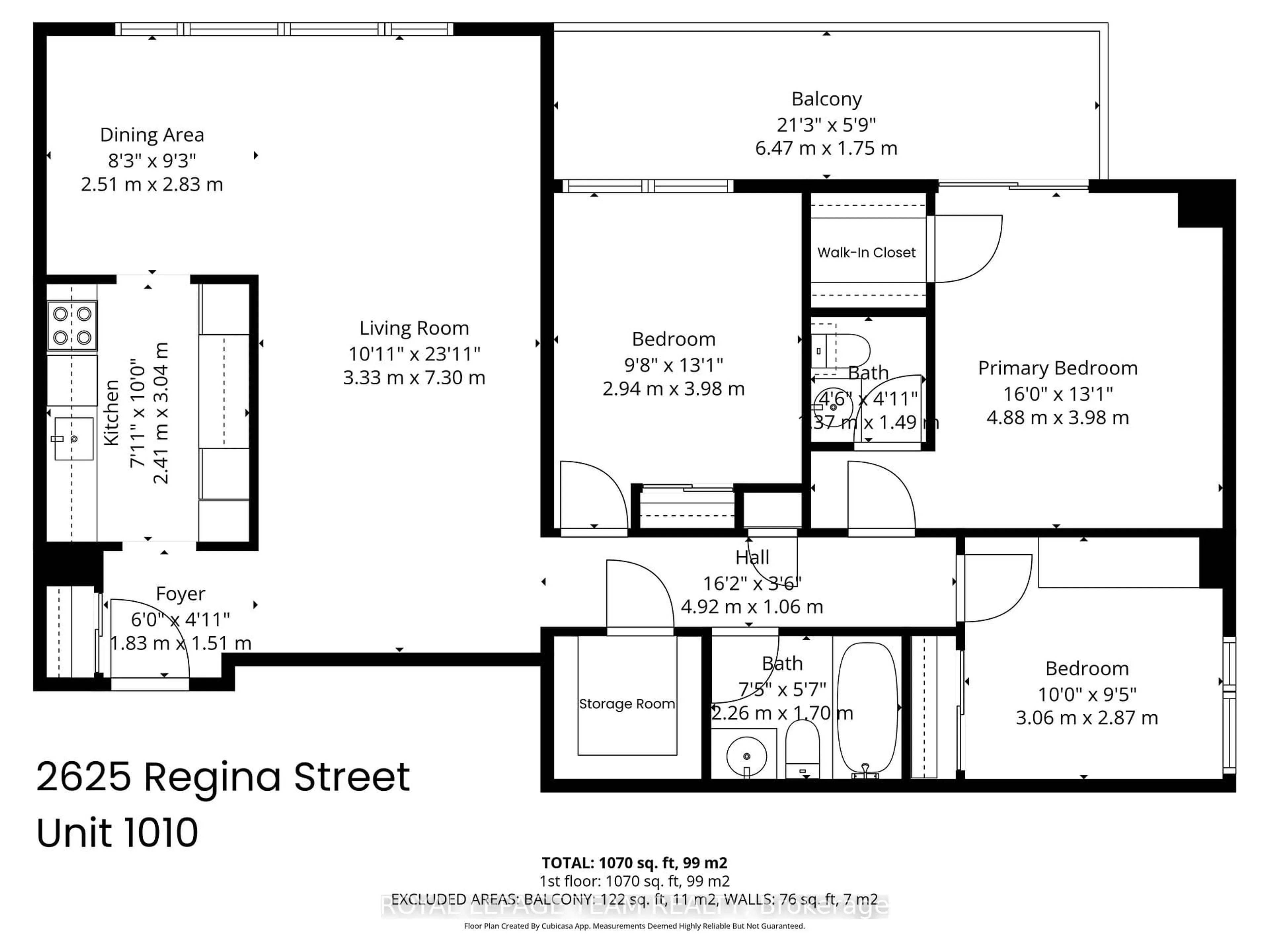 Floor plan for 2625 Regina St #1010, Ottawa Ontario K2B 5W8