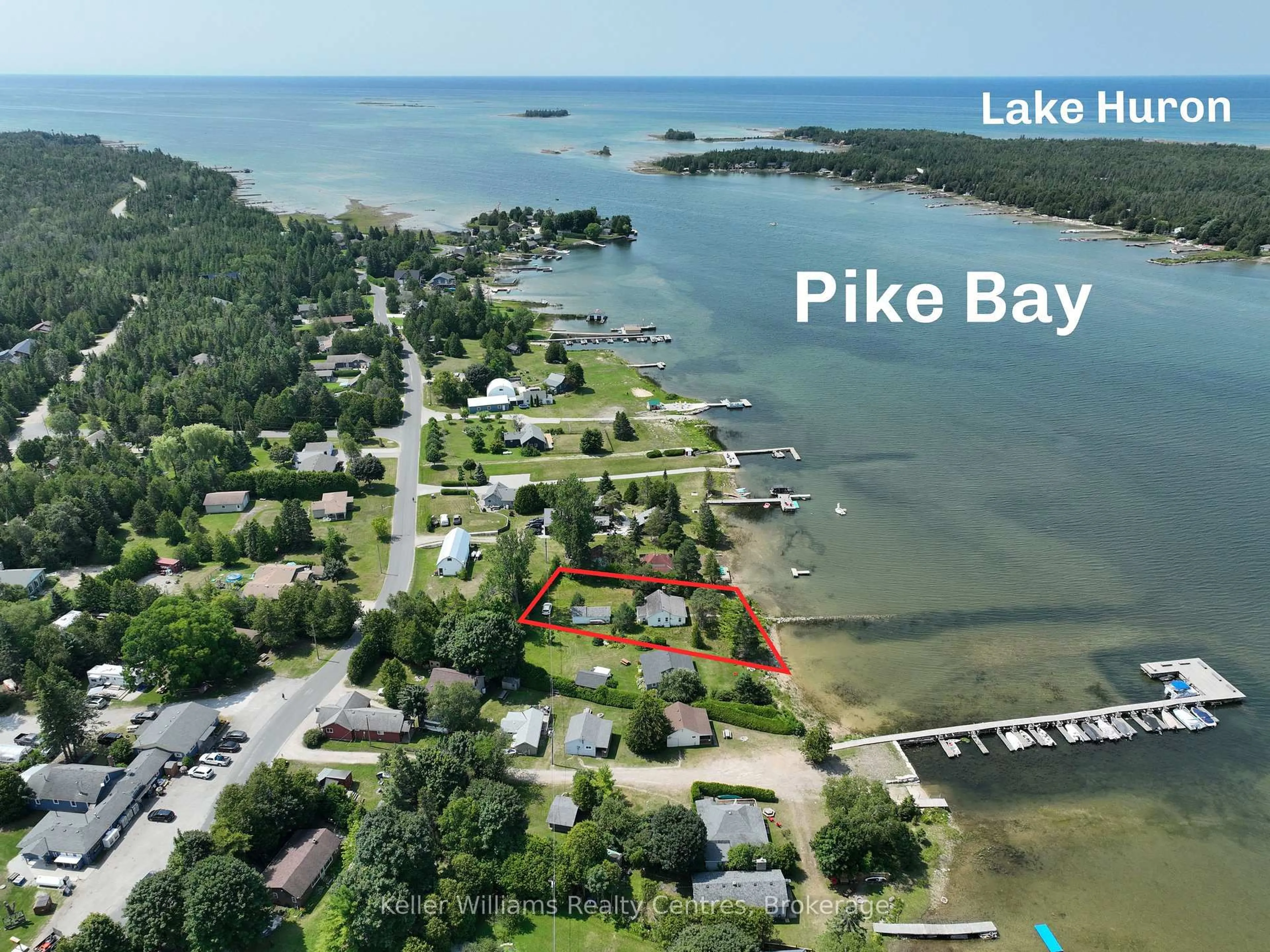 A pic from outside/outdoor area/front of a property/back of a property/a pic from drone, water/lake/river/ocean view for 828 Pike Bay Rd, Northern Bruce Peninsula Ontario N0H 2T0