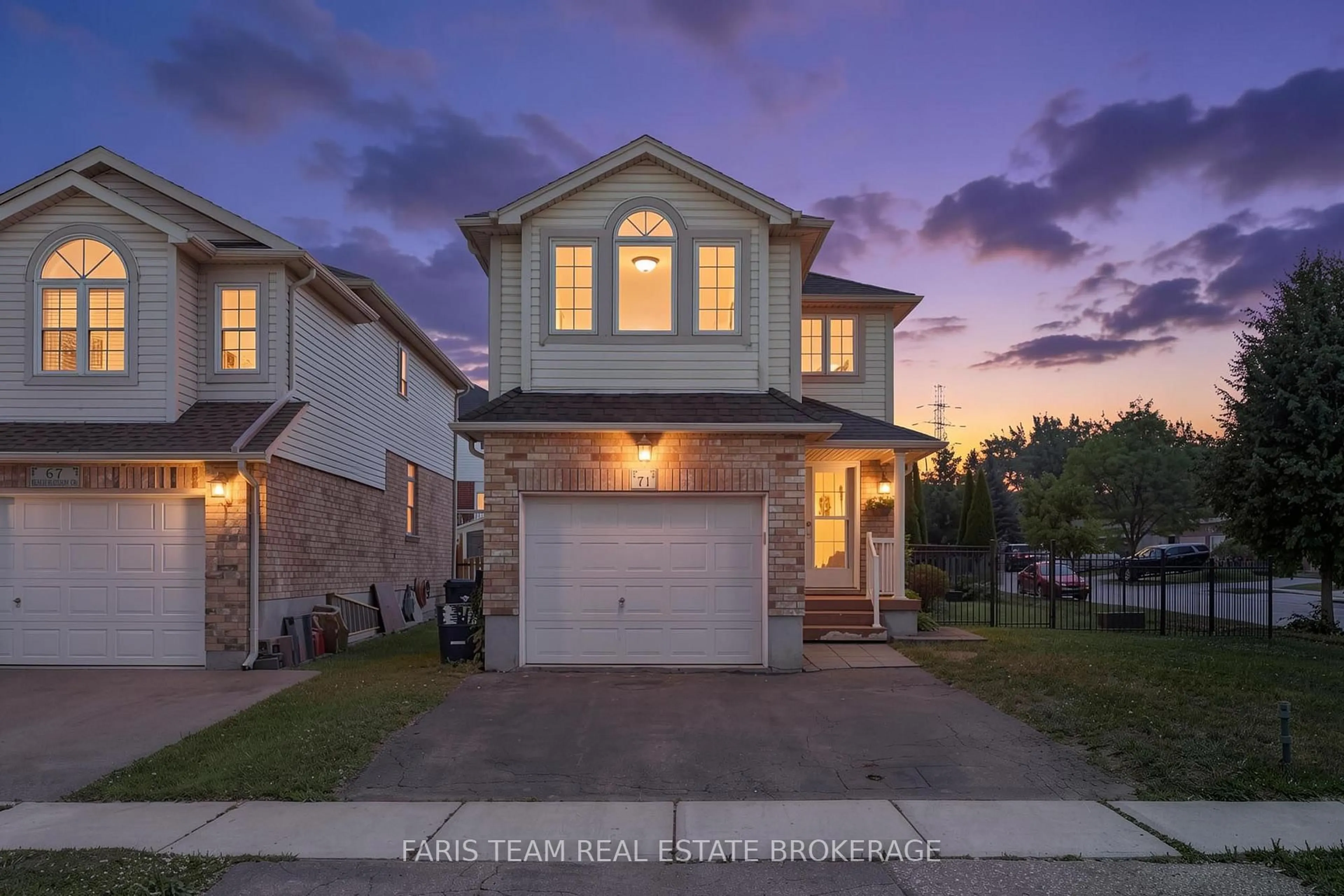 Home with vinyl exterior material, street for 71 Peach Blossom Cres, Kitchener Ontario N2E 3Z7