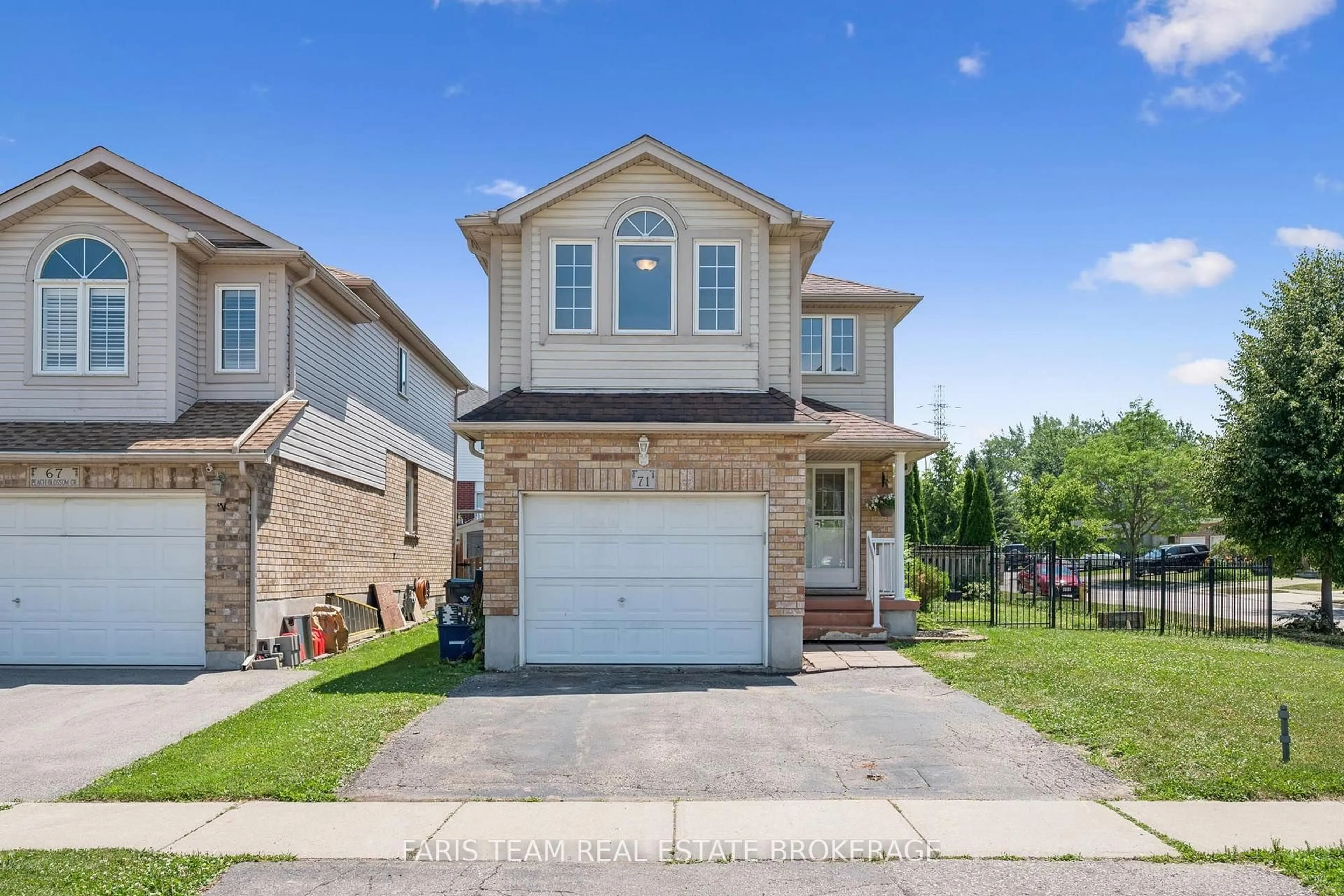 Home with brick exterior material, street for 71 Peach Blossom Cres, Kitchener Ontario N2E 3Z7