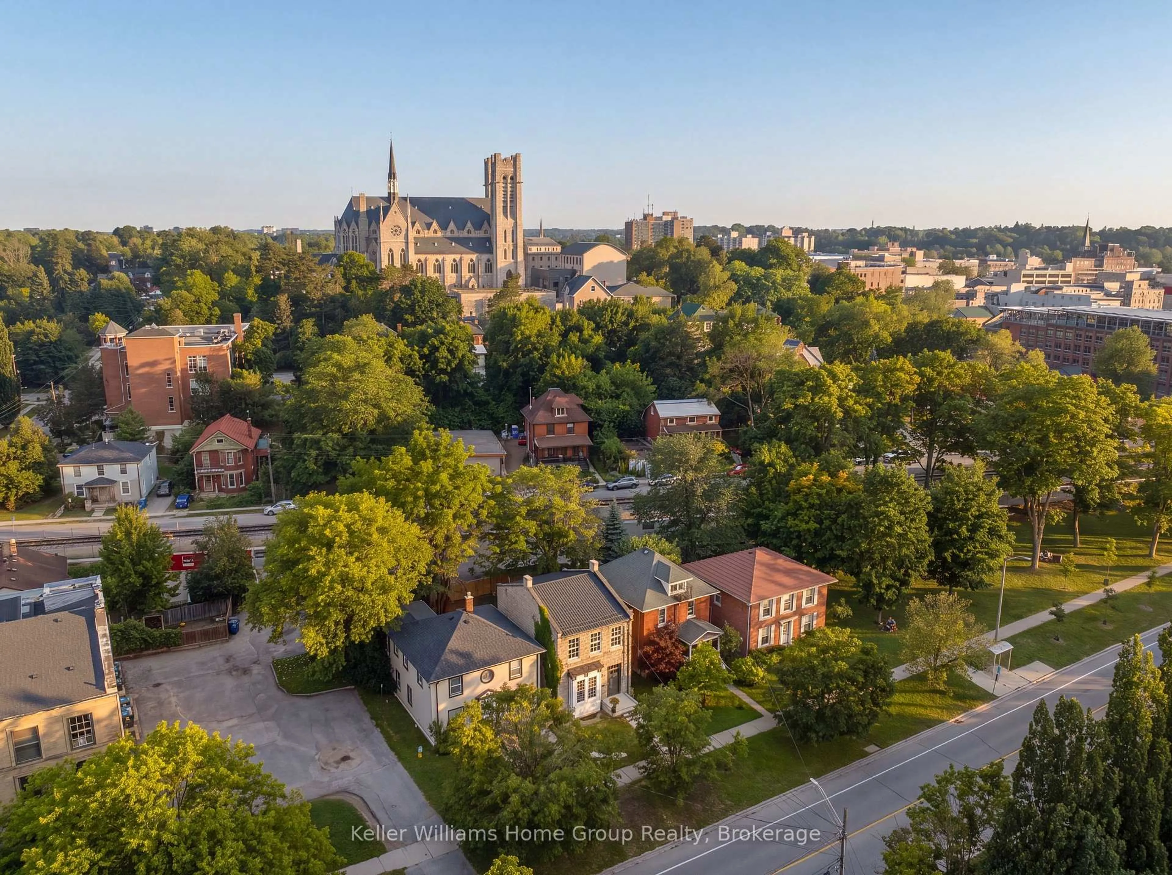 A pic from outside/outdoor area/front of a property/back of a property/a pic from drone, city buildings view from balcony for 7 Waterloo Ave, Guelph Ontario N1H 3H2