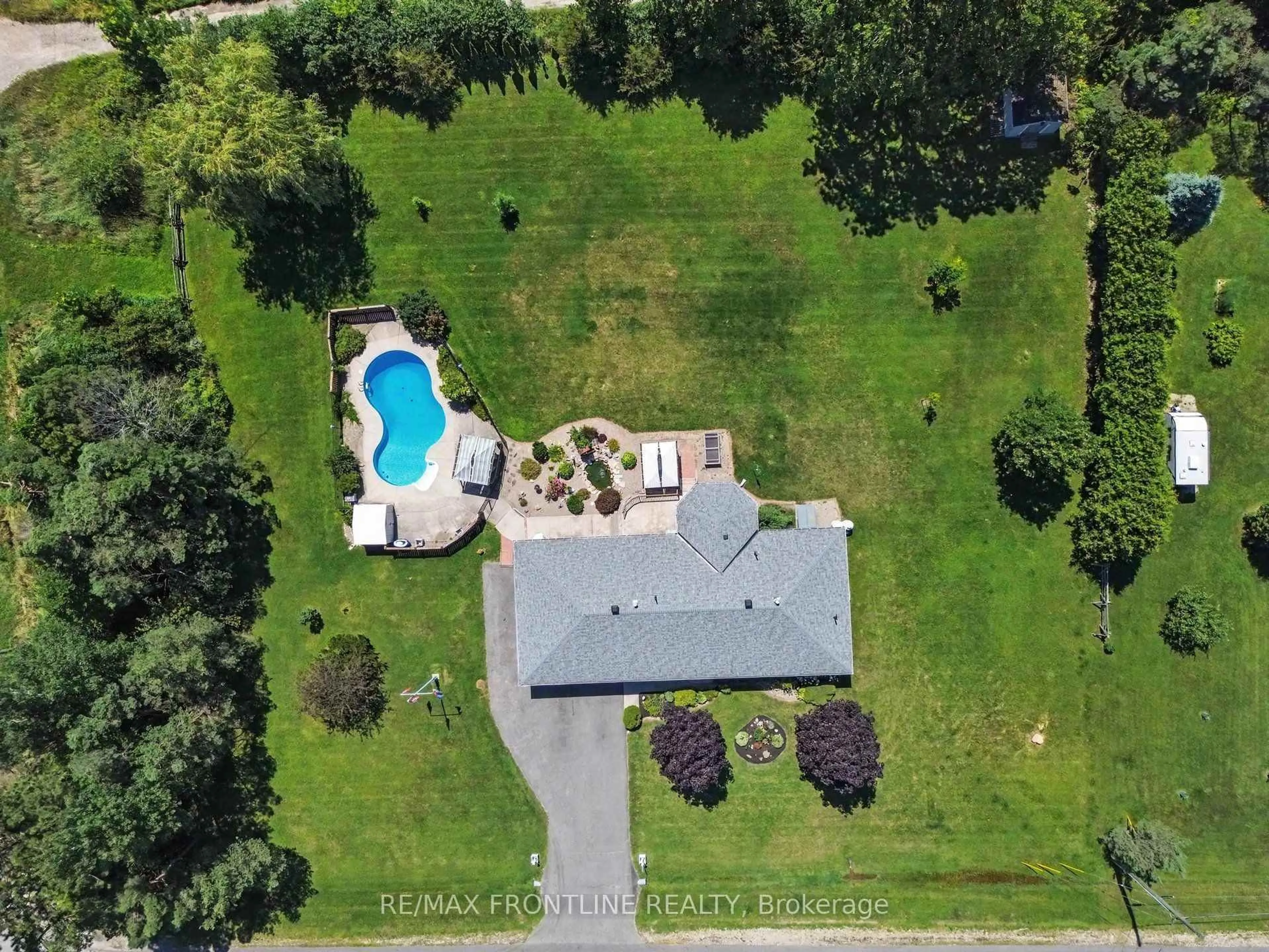 A pic from outside/outdoor area/front of a property/back of a property/a pic from drone, water/lake/river/ocean view for 256 Orchard Cres, Perth Ontario K7H 0C6