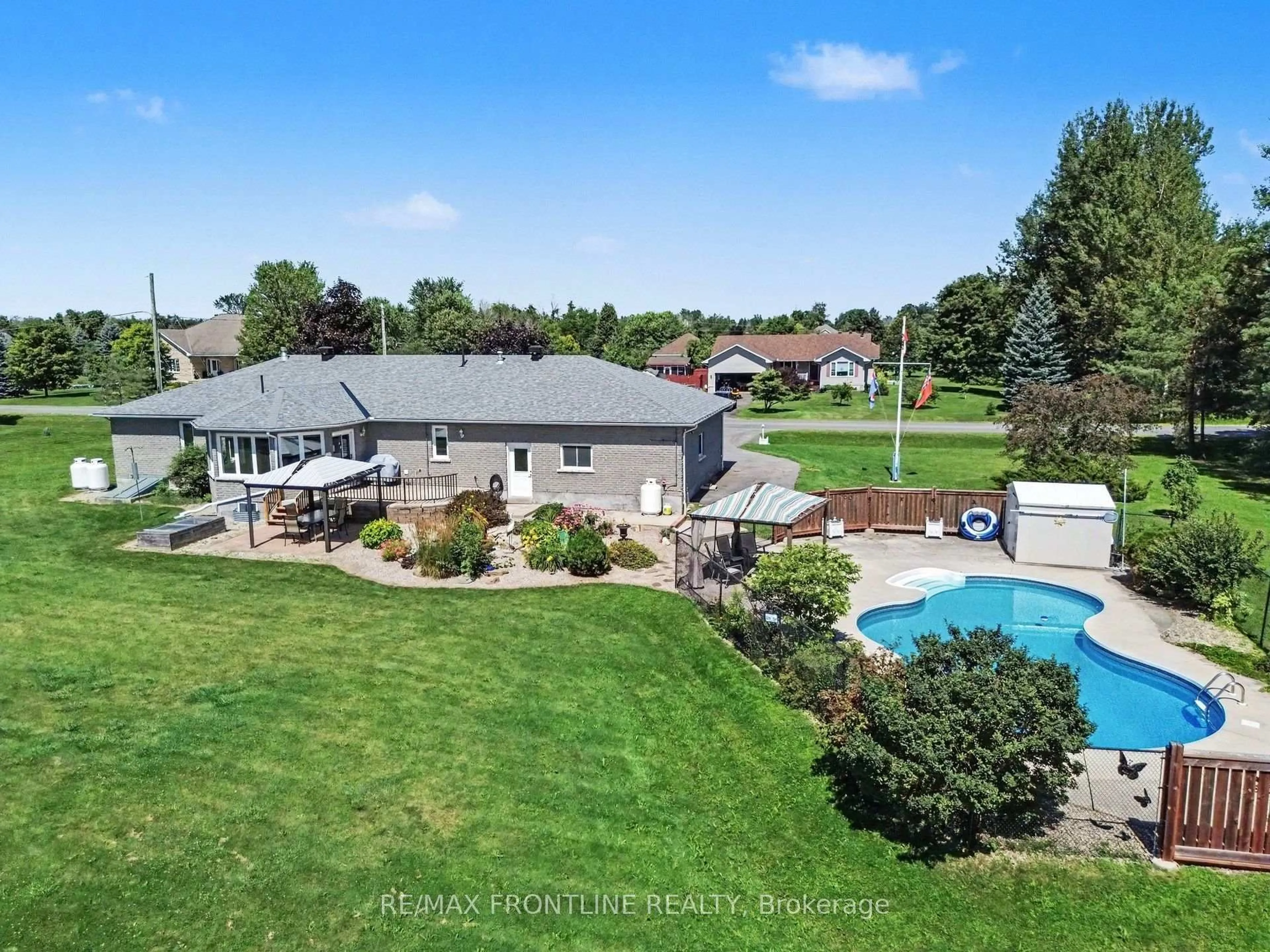 A pic from outside/outdoor area/front of a property/back of a property/a pic from drone, water/lake/river/ocean view for 256 Orchard Cres, Perth Ontario K7H 0C6