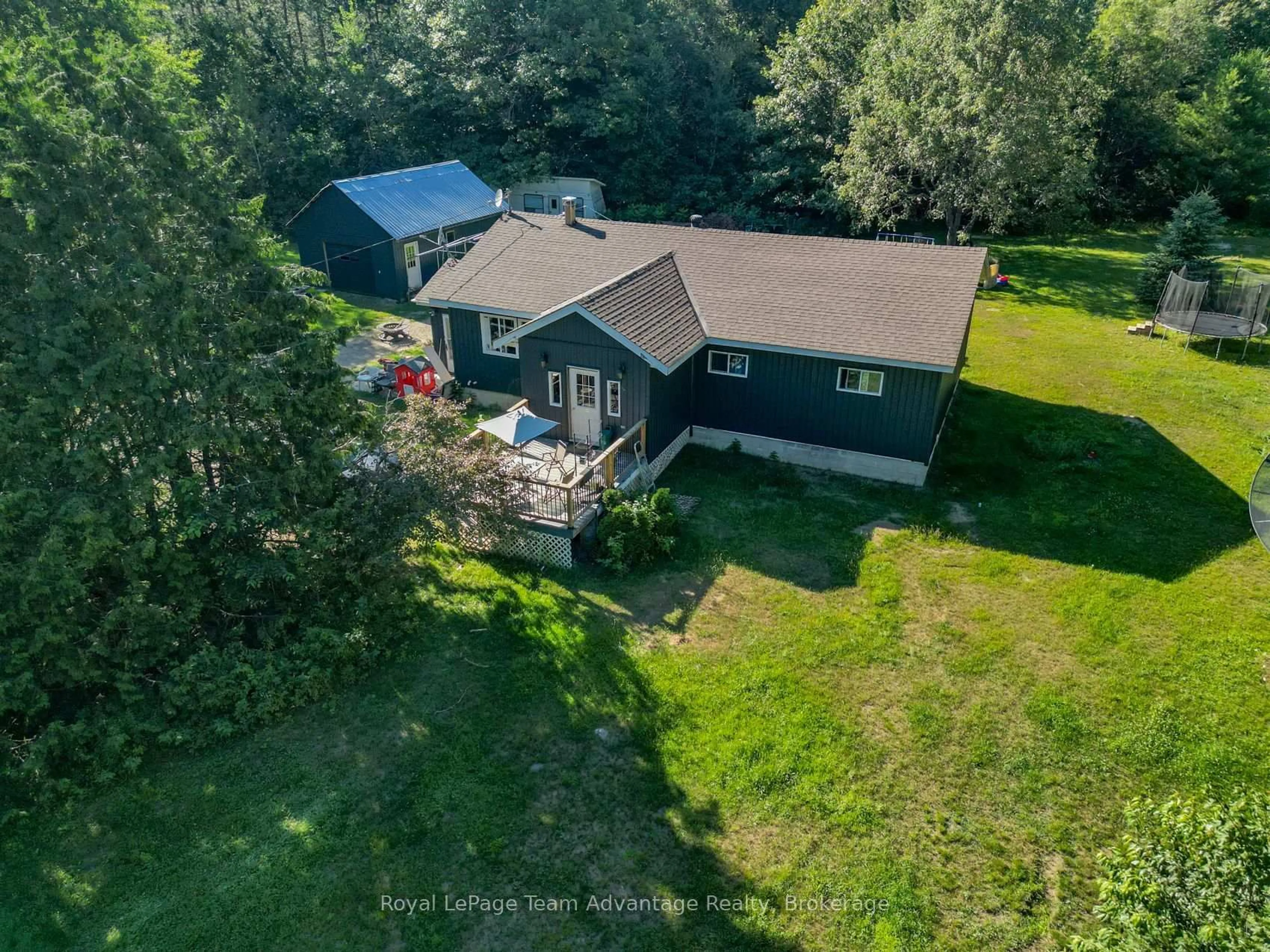 A pic from outside/outdoor area/front of a property/back of a property/a pic from drone, water/lake/river/ocean view for 1081 Hwy 520 Highway, Whitestone Ontario P0A 1G0