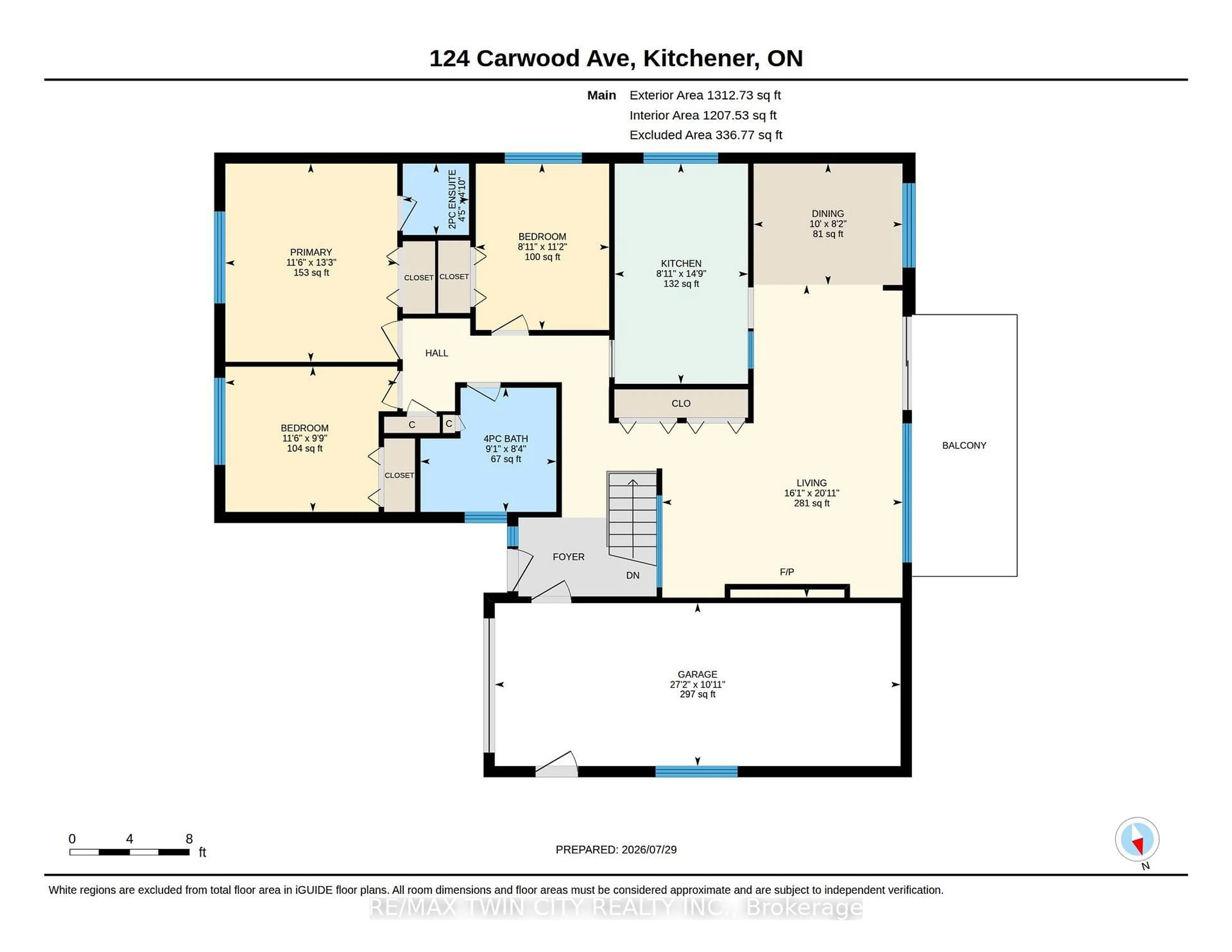Floor plan for 124 Carwood Ave, Kitchener Ontario N2G 3B9
