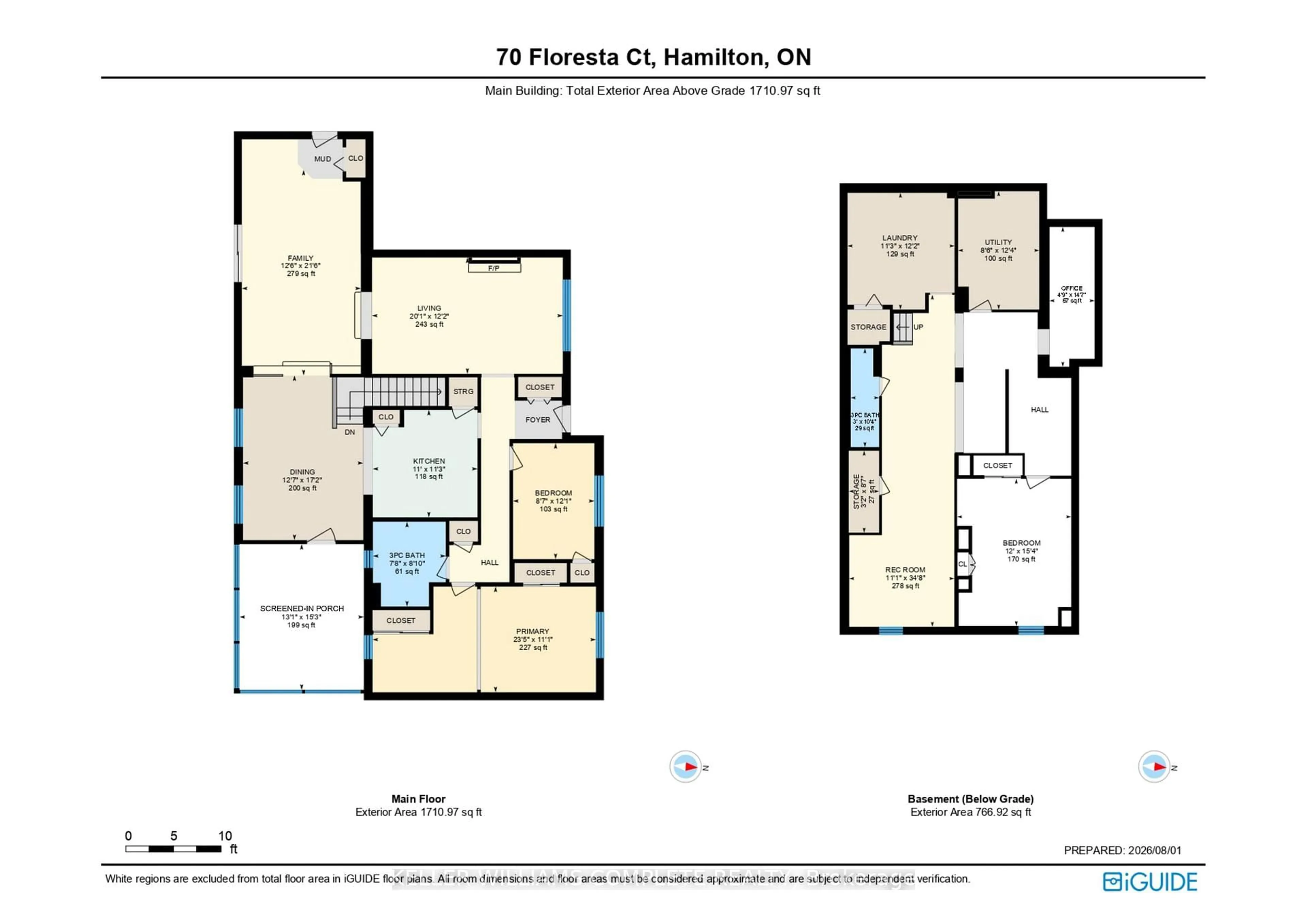 Floor plan for 70 Floresta Crt, Hamilton Ontario L9G 1R8