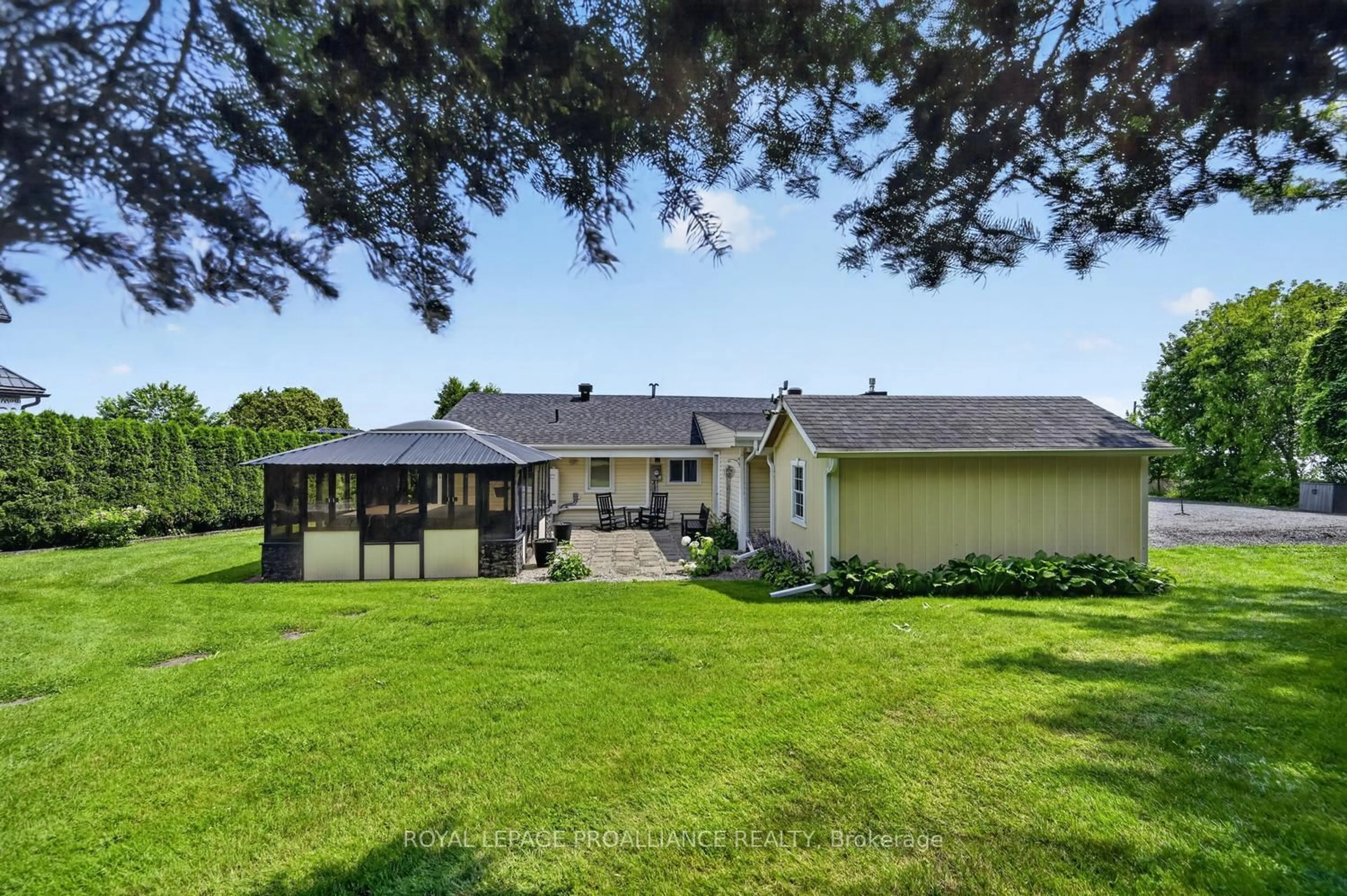 A pic from outside/outdoor area/front of a property/back of a property/a pic from drone, mountain view for 1637 County Rd 2 Rd, Edwardsburgh/Cardinal Ontario K0E 1T1