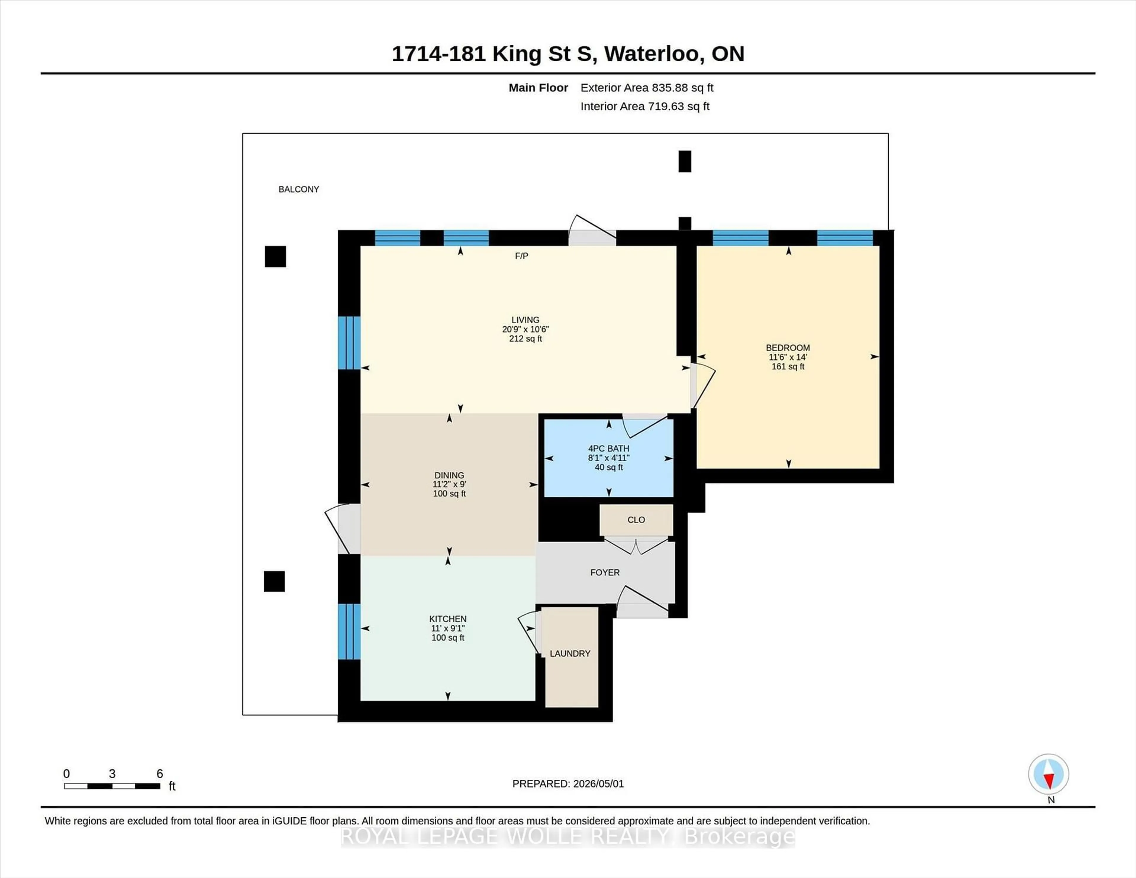 Floor plan for 181 King St #1714, Waterloo Ontario N2J 0E7